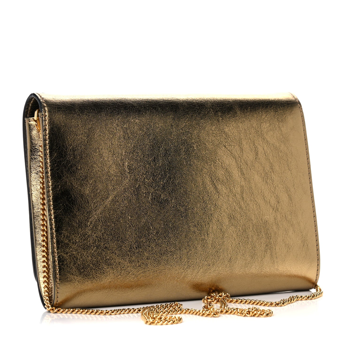 Metallic Vitello Palazzo Medusa Evening Clutch Bag Gold