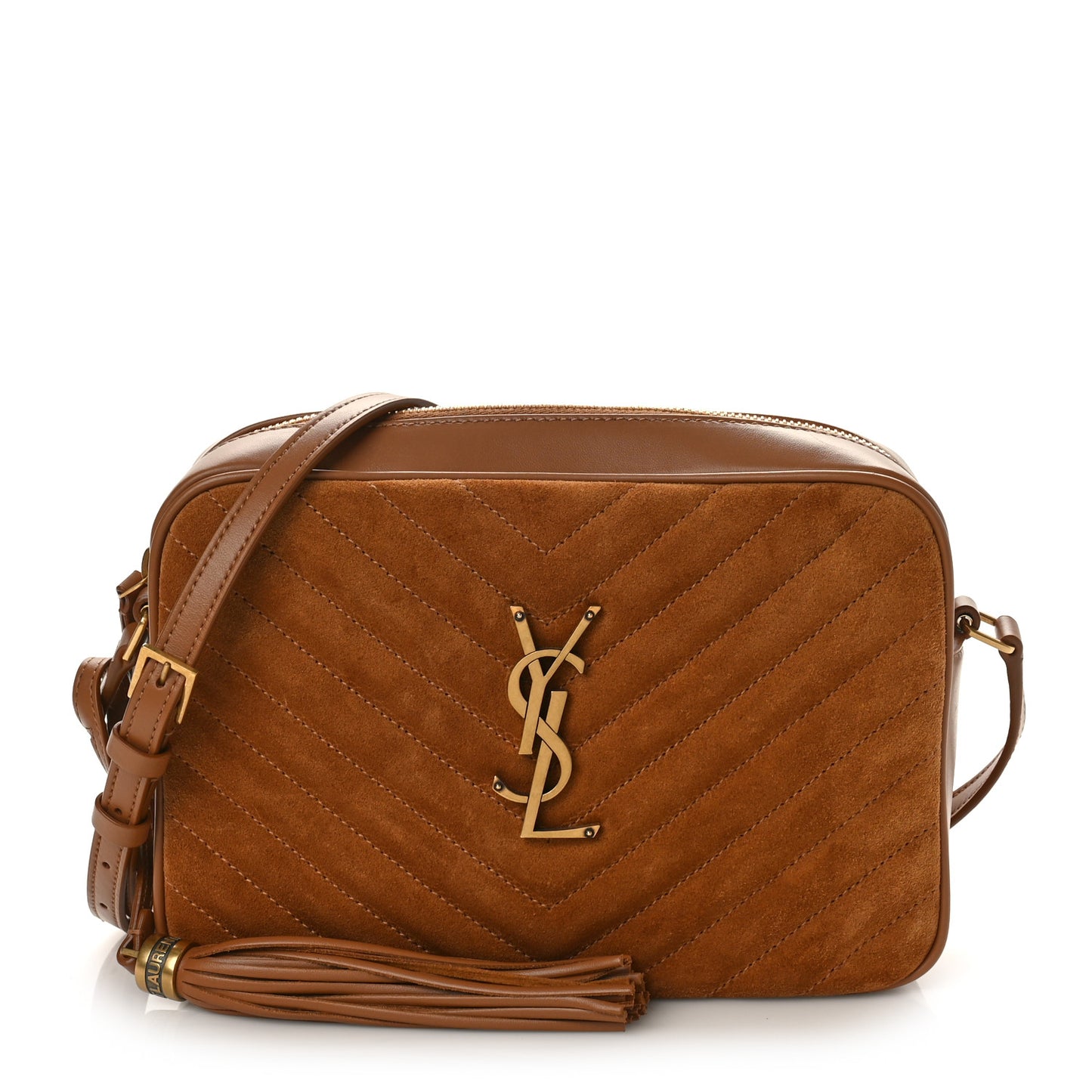 Suede Matelasse Monogram Lou Camera Bag Cinnamon