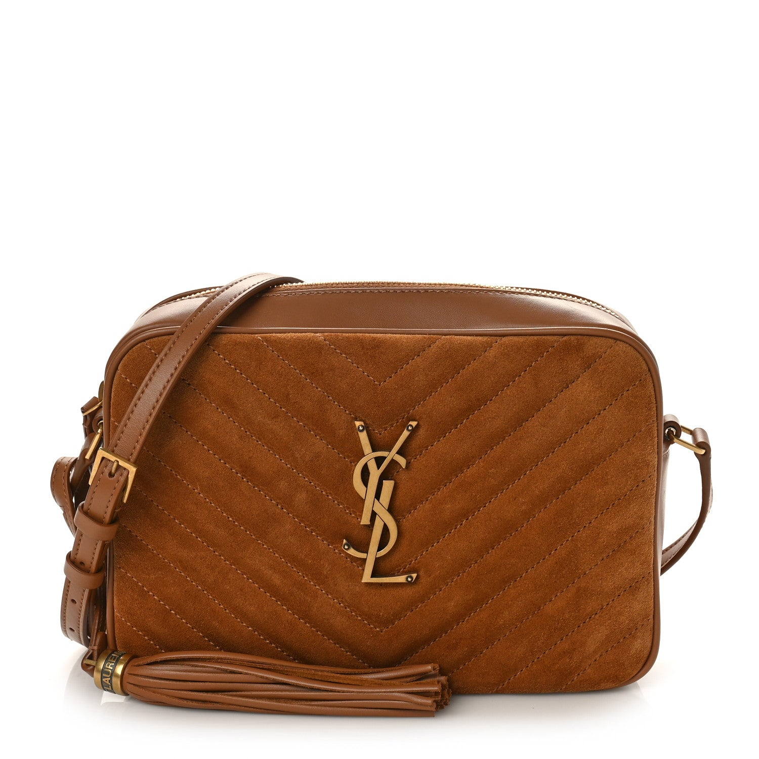 Saint Laurent Suede Matelasse Monogram Lou Camera Bag Cinnamon 1 of 8