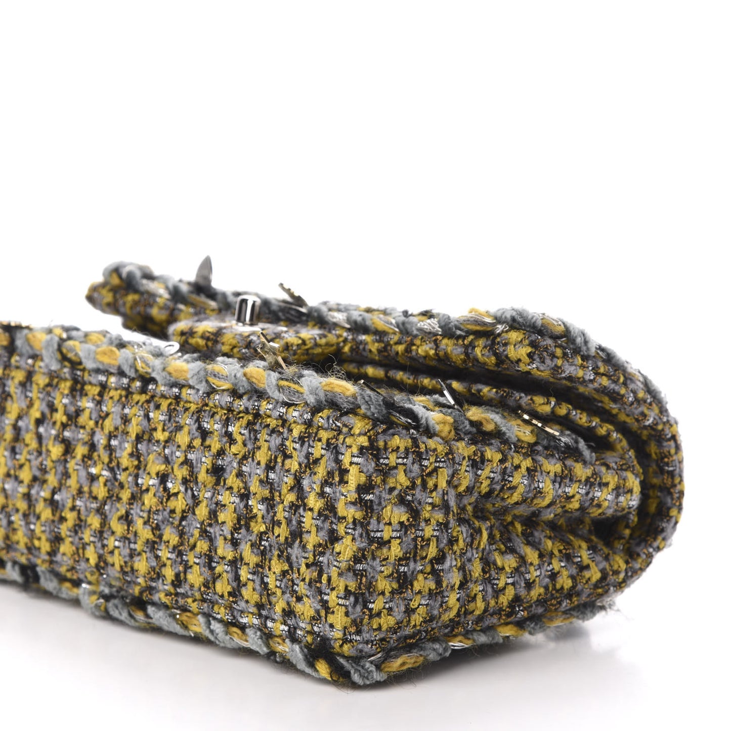 Tweed Braided Charms Small Flap Yellow Grey Black