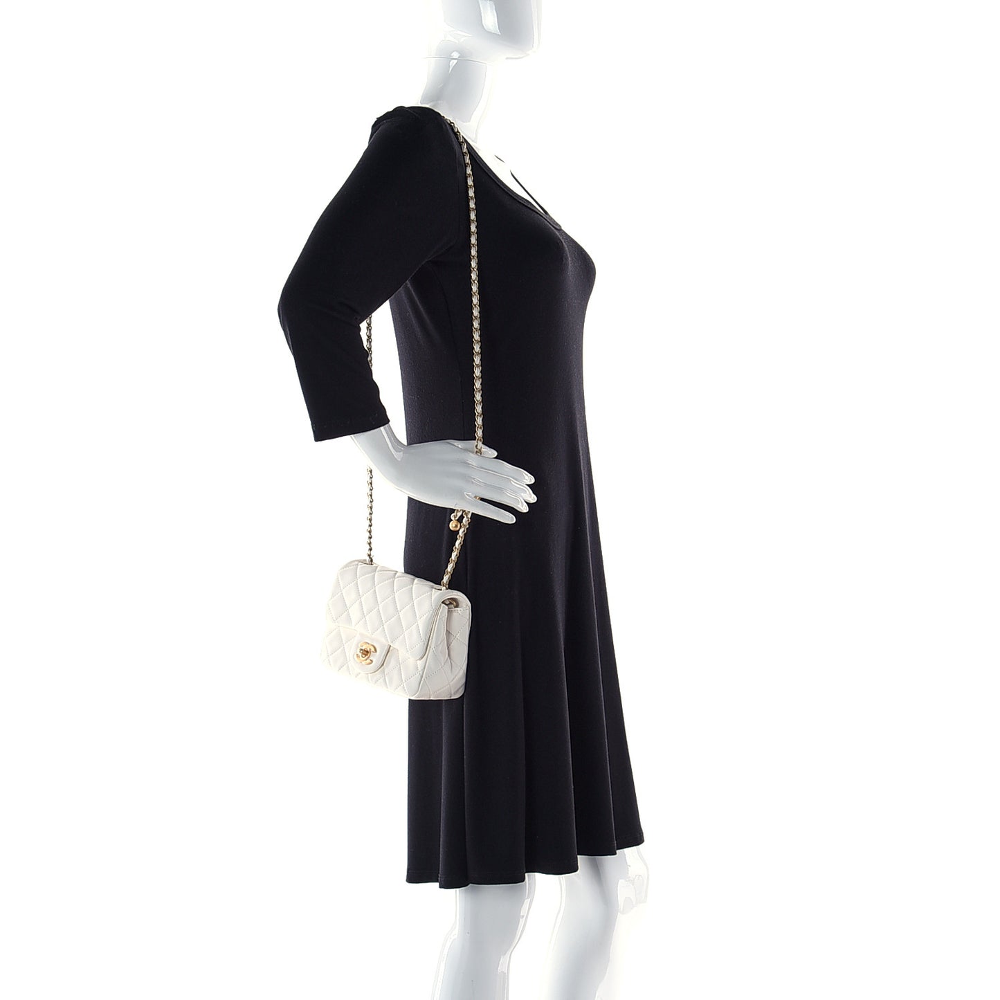 Lambskin Quilted Mini Pearl Crush Flap White