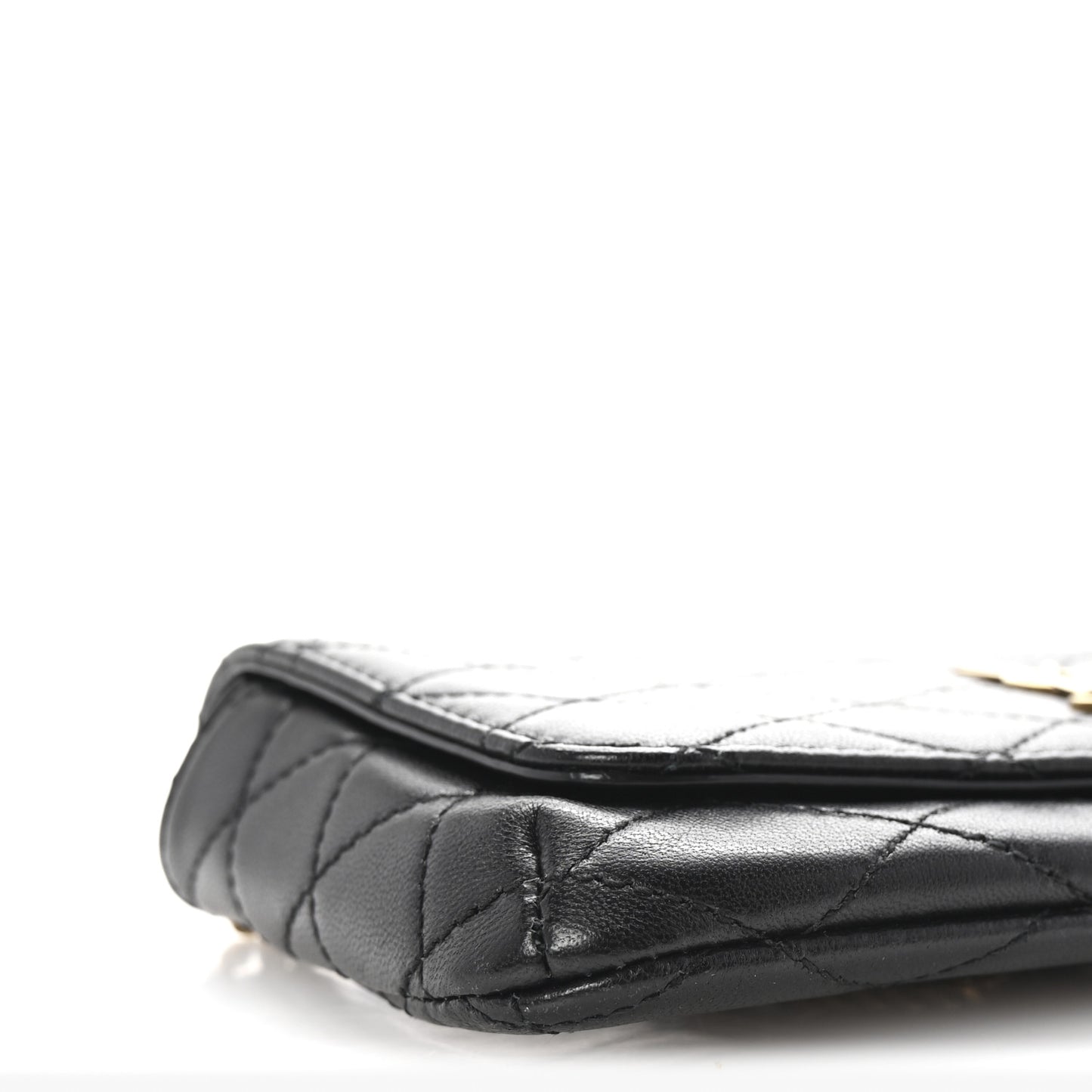 Lambskin Quilted Gaby Phone Holder Crossbody Black