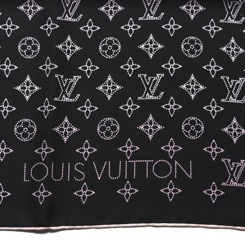 Silk Monogram LV Mahina Flight Square Scarf Black Pink