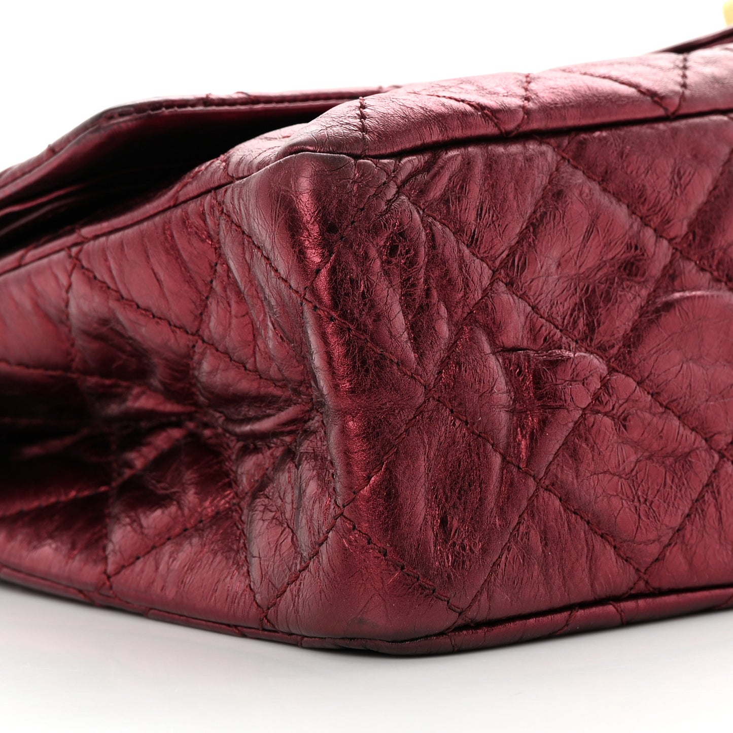 Metallic Aged Calfskin Quilted 2.55 Reissue 227 Flap Dark Red