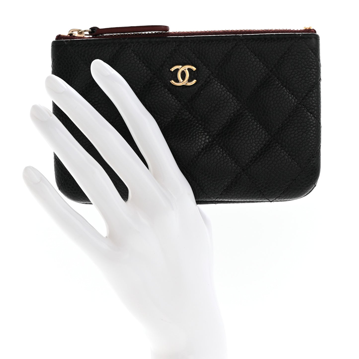 Caviar Quilted Small Cosmetic Case Black