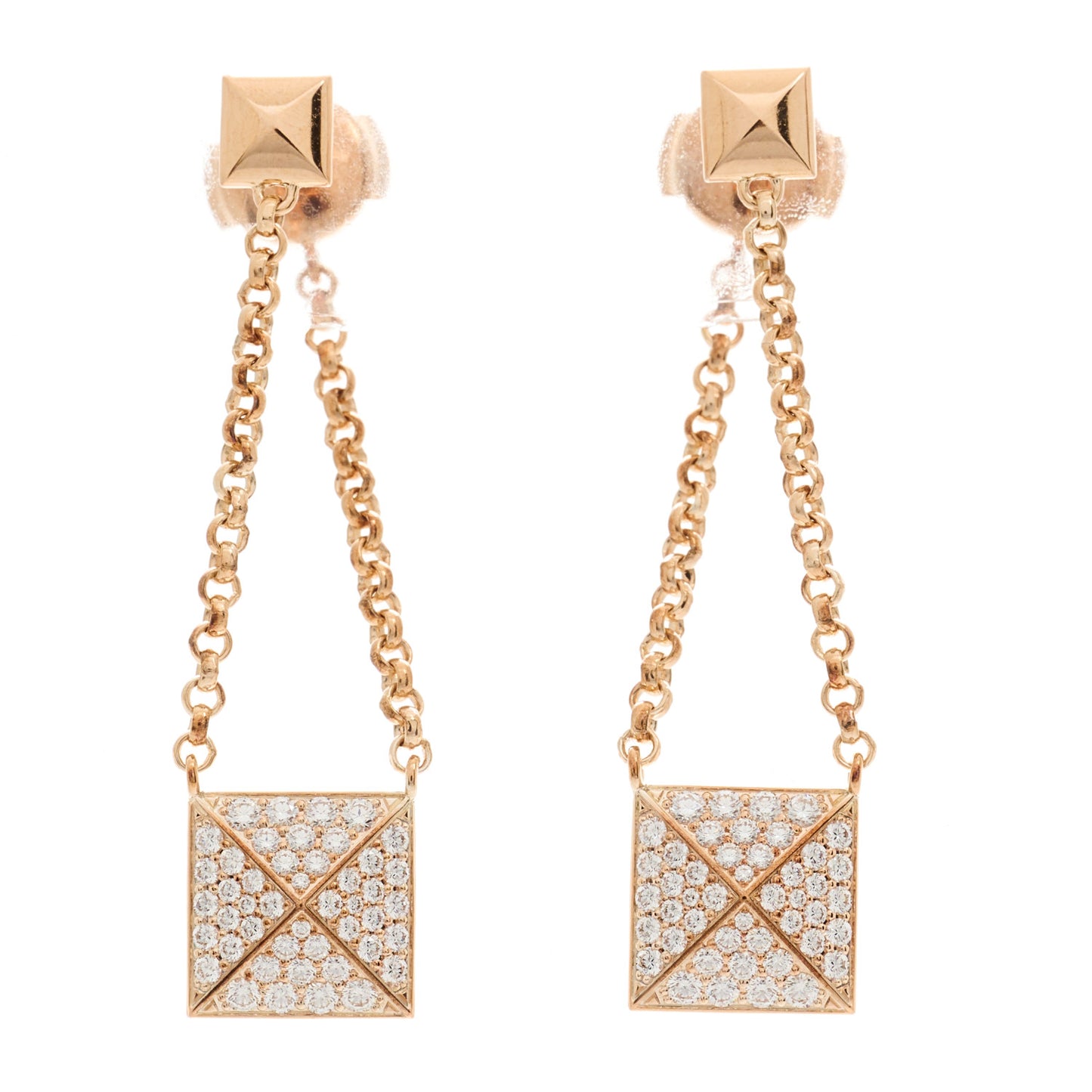 18K Rose Gold Diamond Clou d'H Dangle Earrings