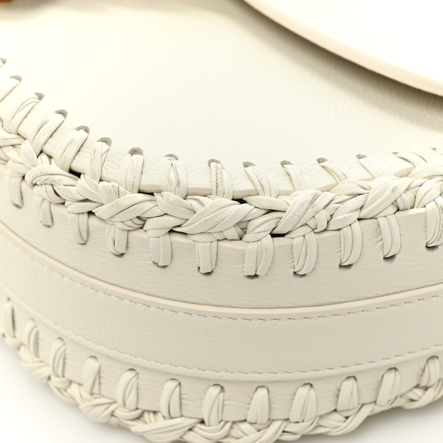 Grained Calfskin Medium Whipstitched Bobby Bag White