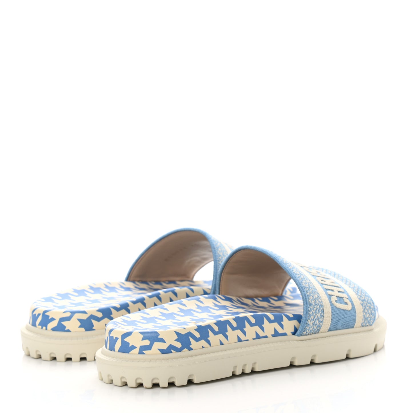 Micro PDP Cotton Houndstooth Embroidered Dway 10mm Slide Sandals 35 Cornflower