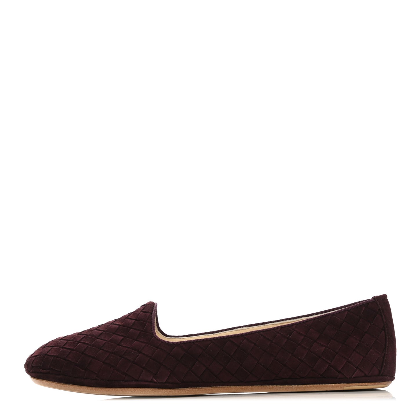 Suede Intrecciato Flats 39 Maroon