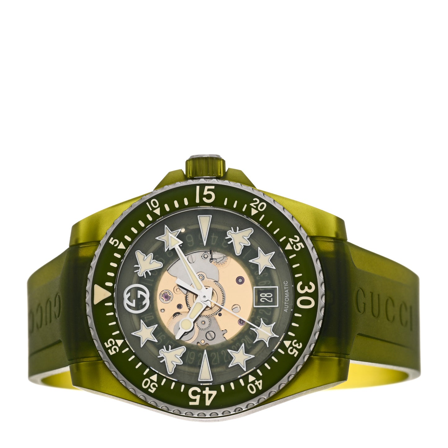Stainless Steel Rubber 40mm Dive Quartz Watch Green