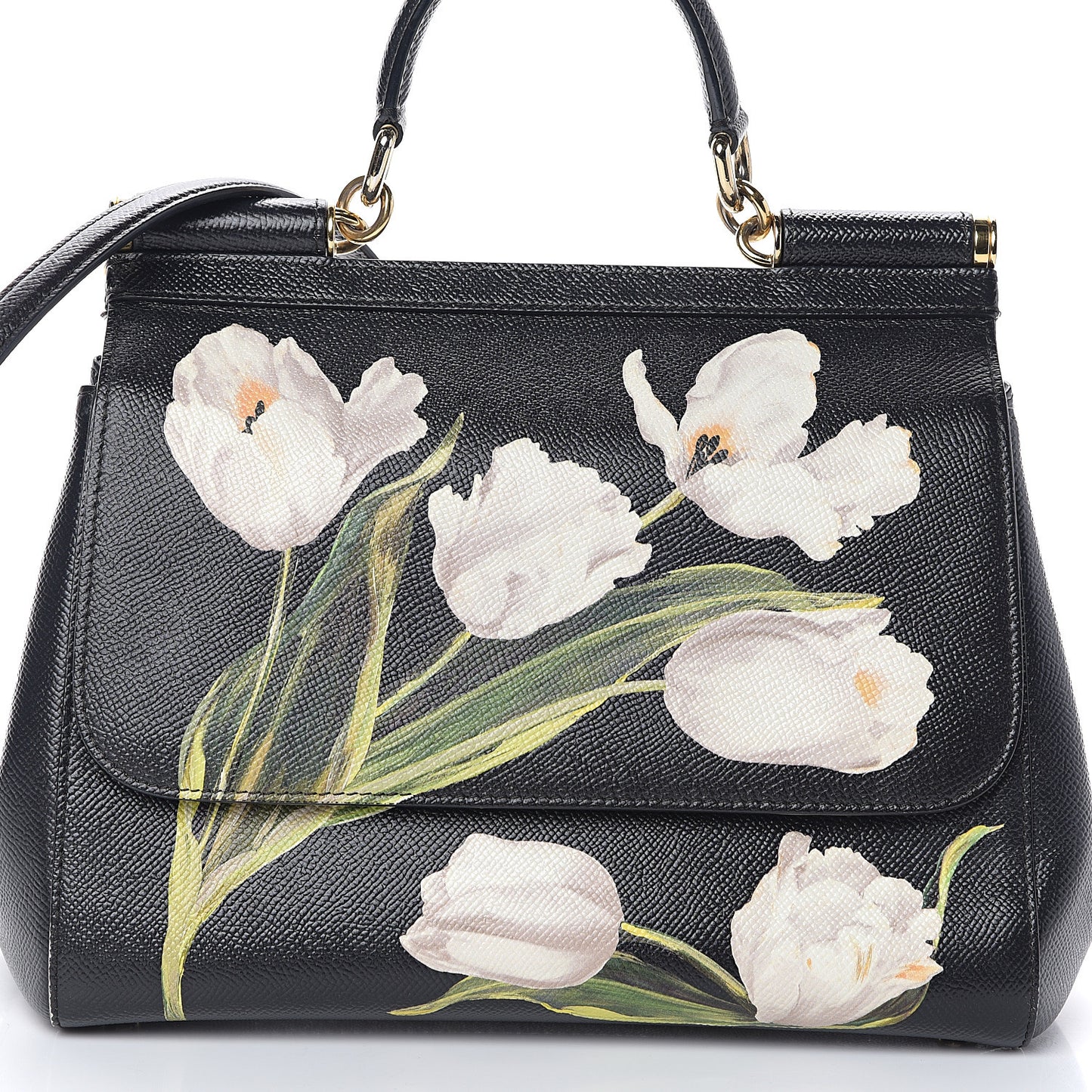 Dauphine Tulip Print Medium Miss Sicily Satchel Black
