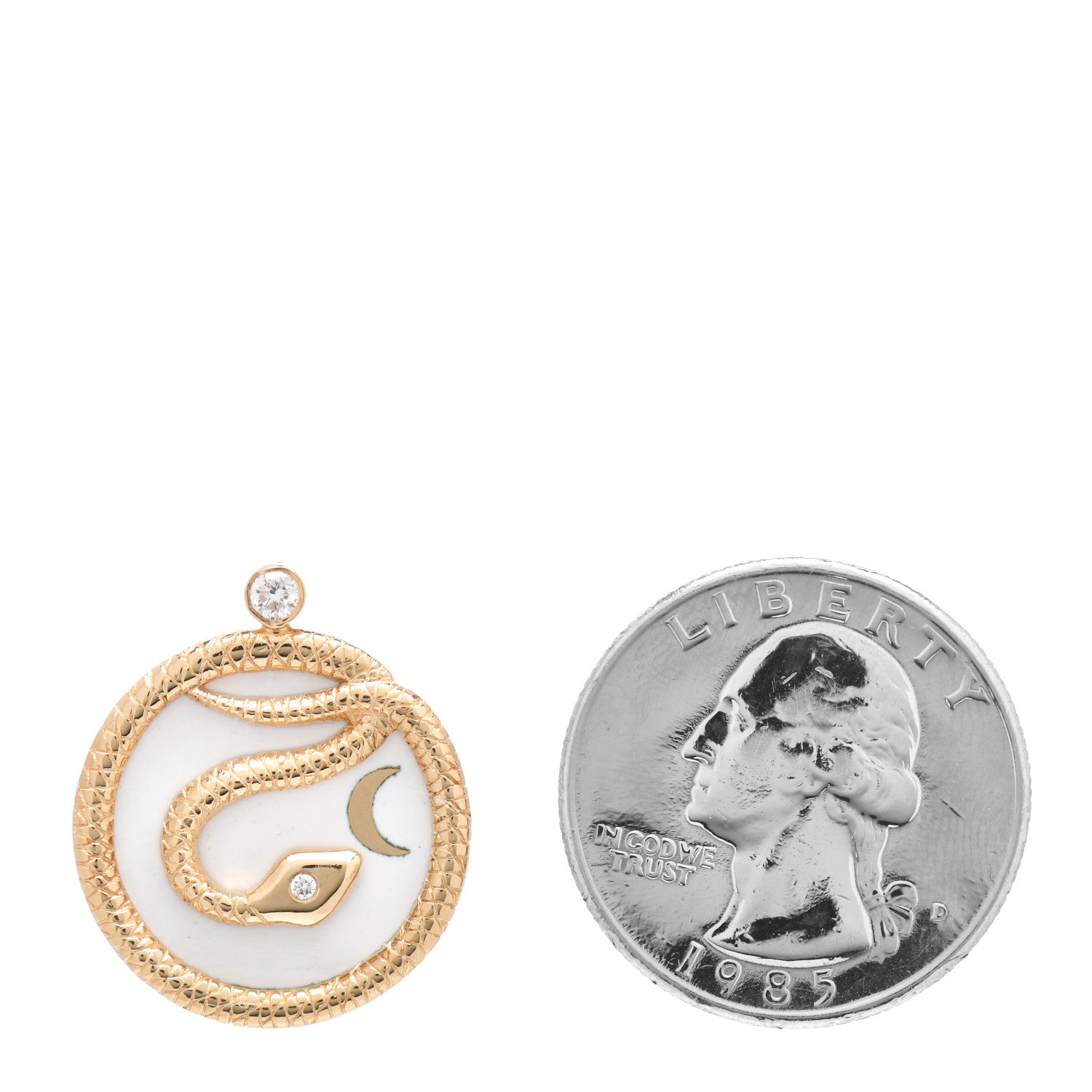 Foundrae 18K Yellow Gold Diamond Champleve Enamel Medium Wholeness Snake Medallion Pendant 2 of 3
