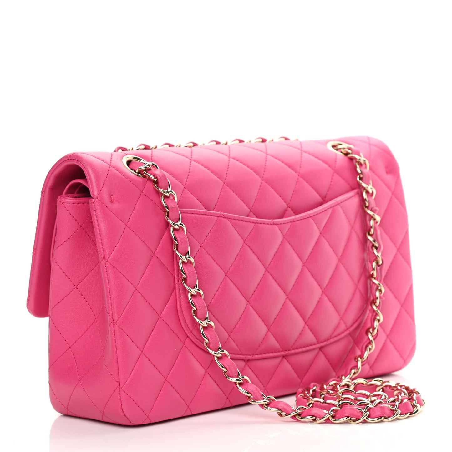 Lambskin Quilted Medium Double Flap Pink