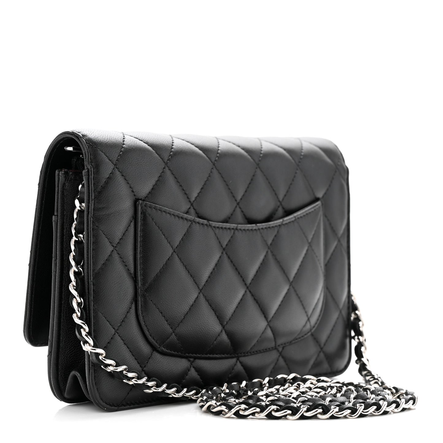 Lambskin Quilted Wallet On Chain WOC Black