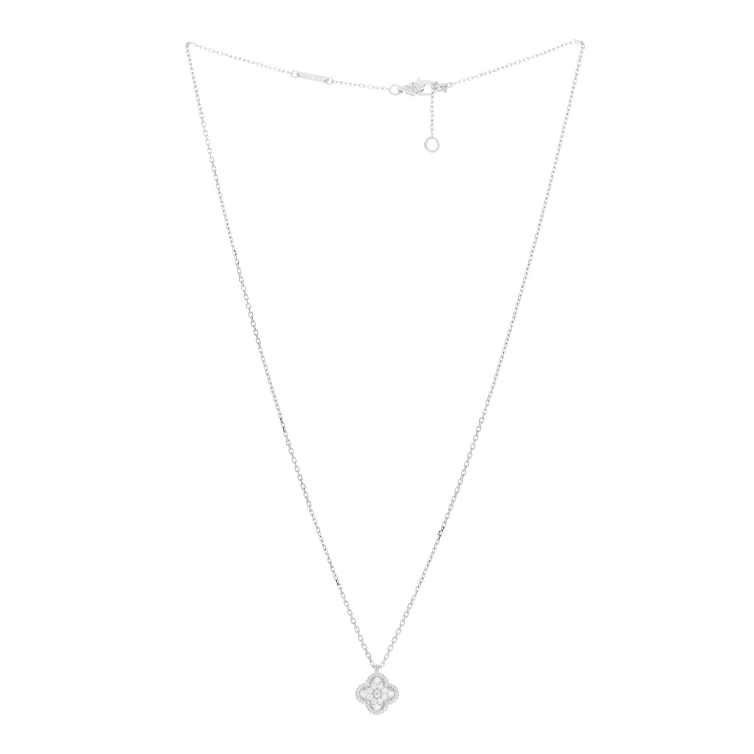 Van Cleef & Arpels 18K White Gold Diamond Sweet Alhambra Pendant Necklace 3 of 6