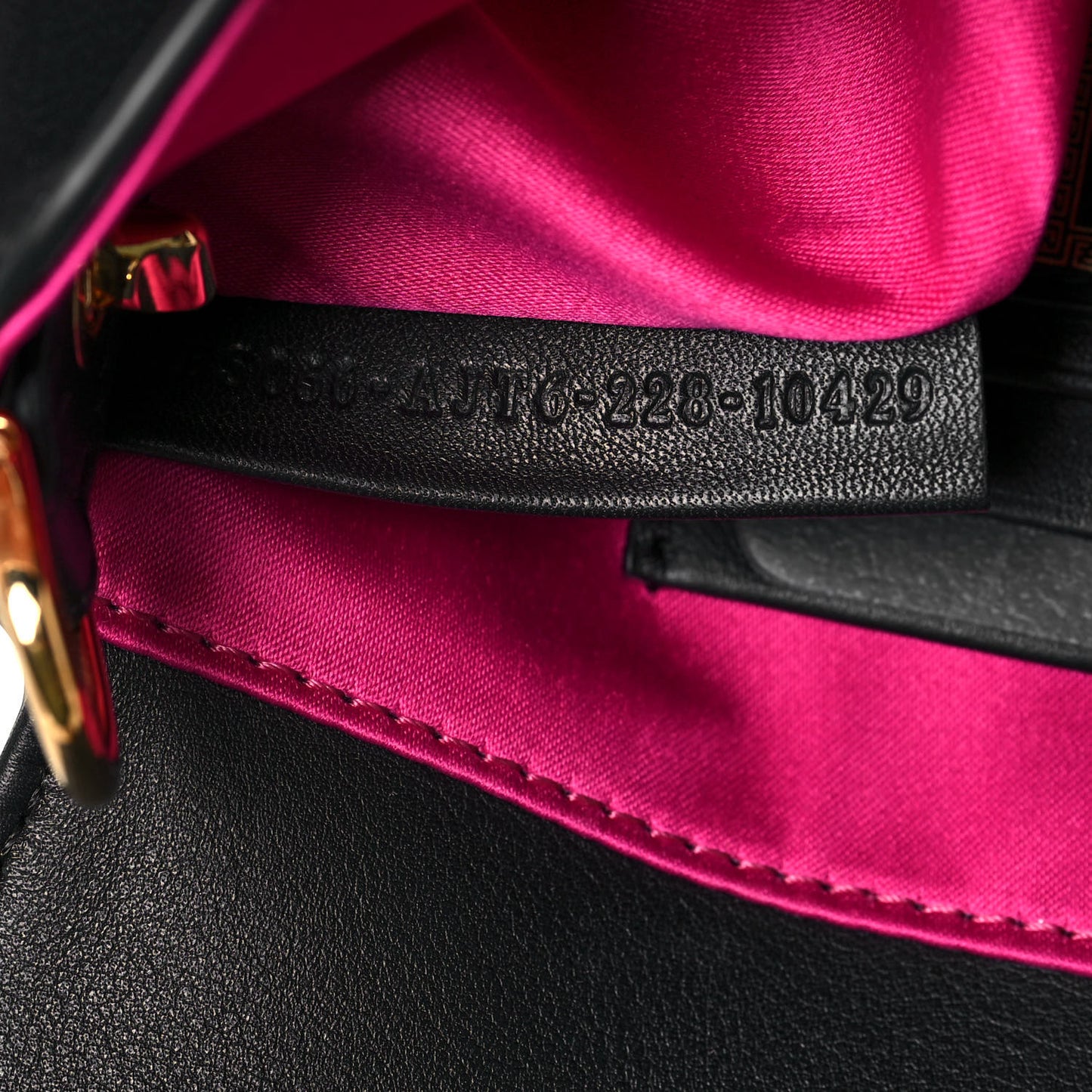 X VERSACE Vitello Seta Fendace Mini Brooch Baguette Black