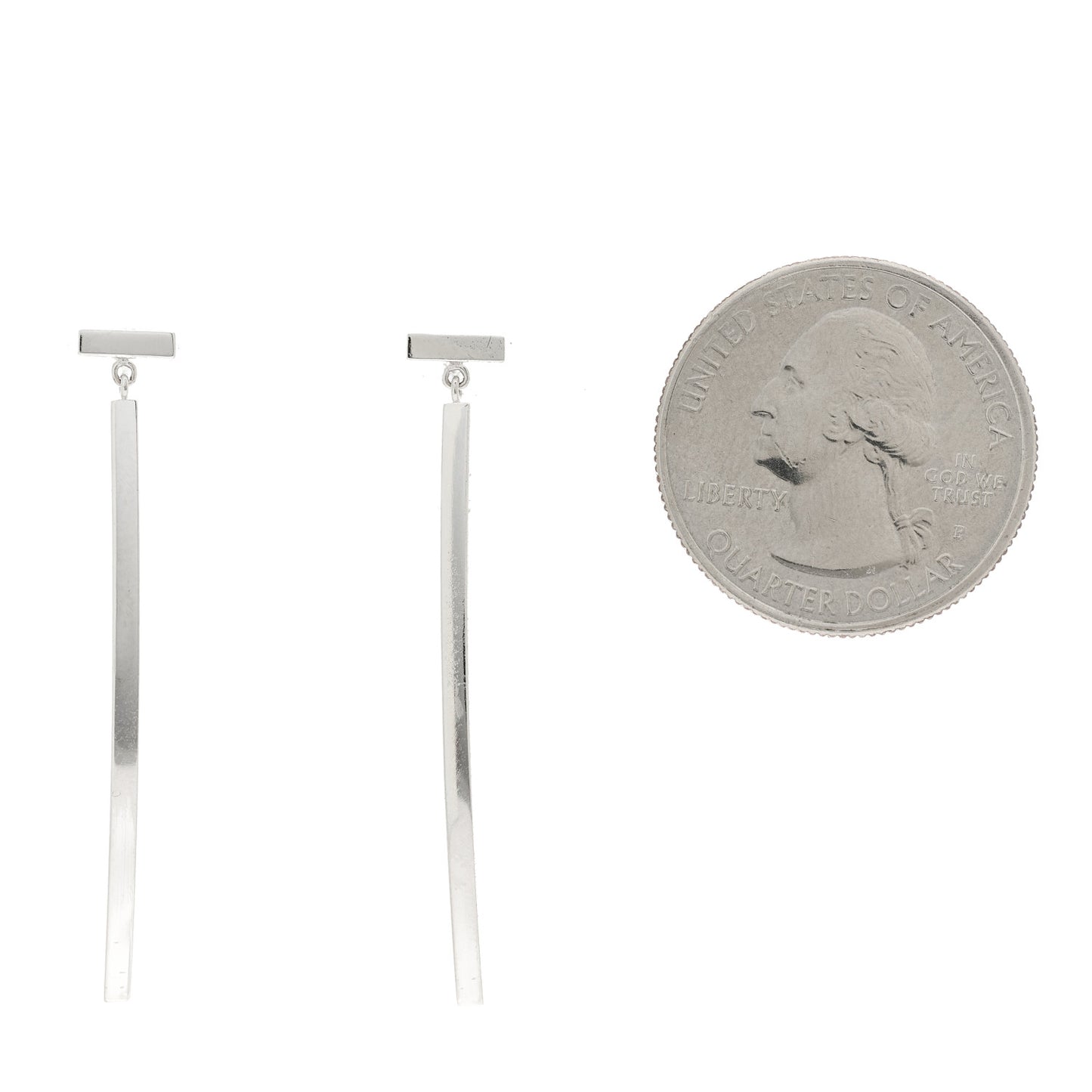18K White Gold T Bar Earrings