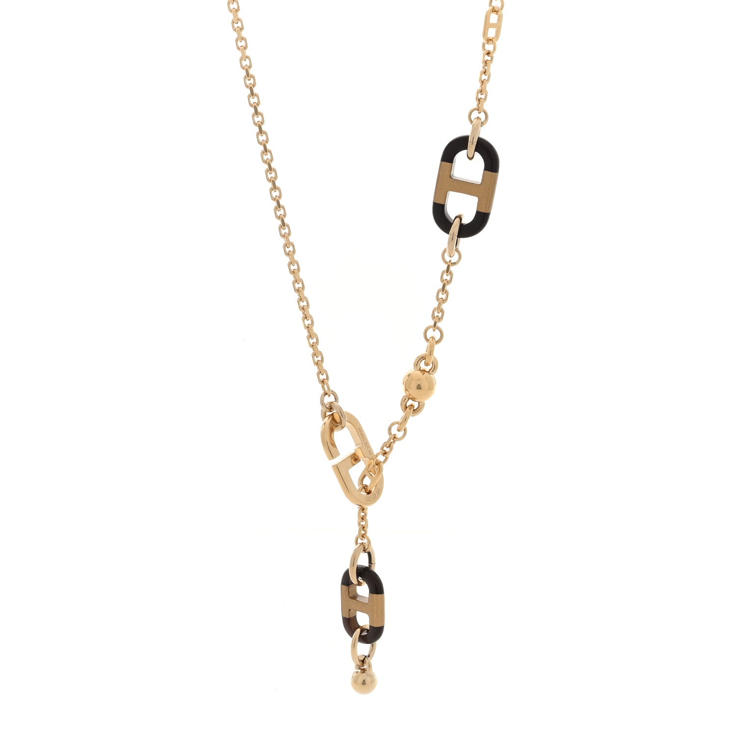 Hermes Lacquered Horn Permabrass Sur Mer Necklace Small Model Gold