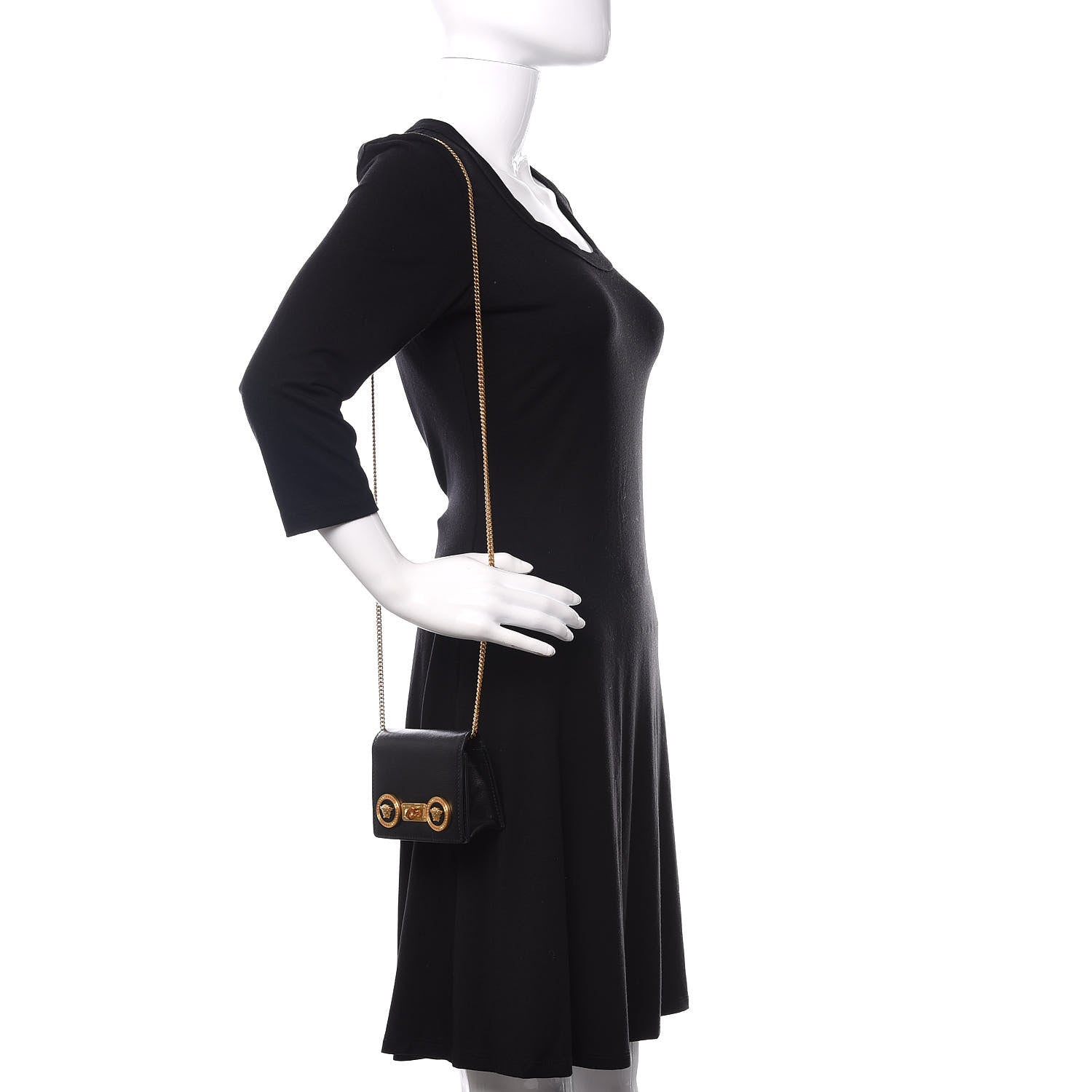 Versace Calfskin Mini Icon Handbag Black 2 of 11