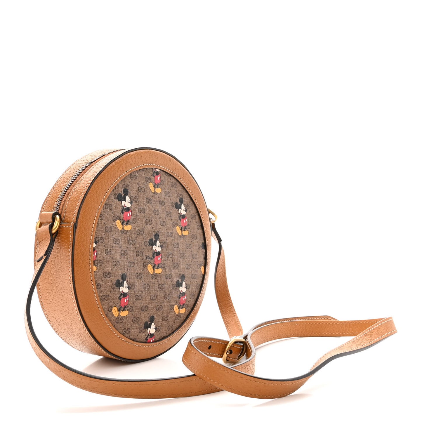 X DISNEY Mini Vintage GG Supreme Monogram Mickey Mouse Round Shoulder Bag Beige Vintage Sun Oil
