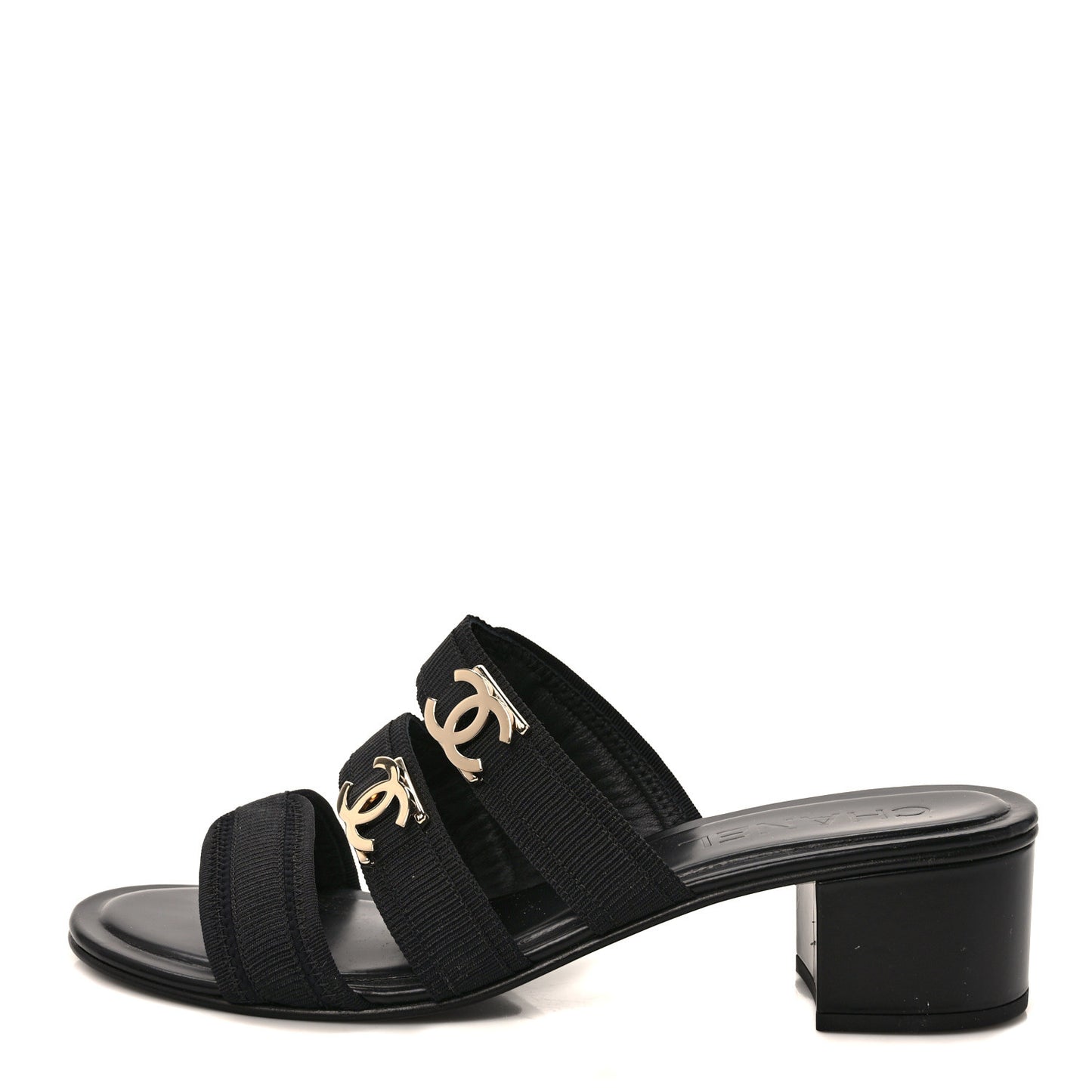 Fabric Metal CC Logo Mules 39.5 Black