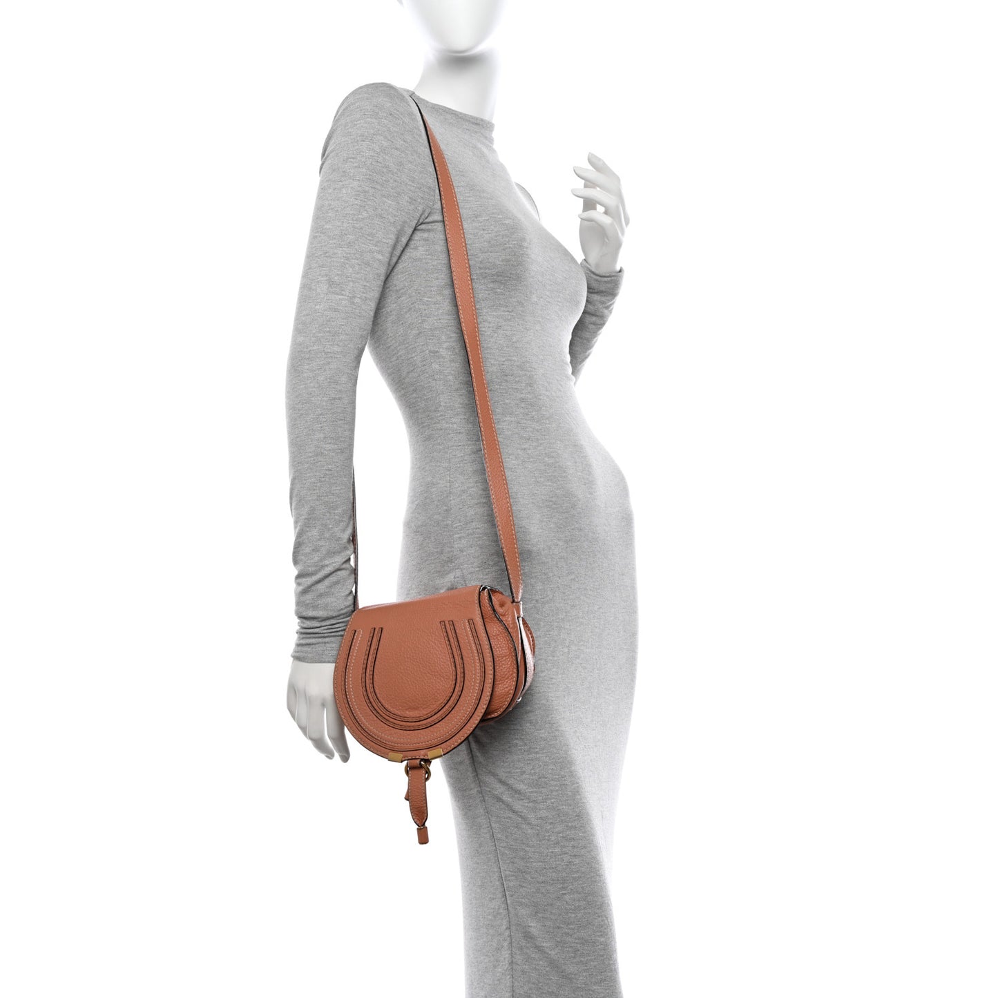 Calfskin Mini Marcie Round Crossbody Bag Peach Bloom