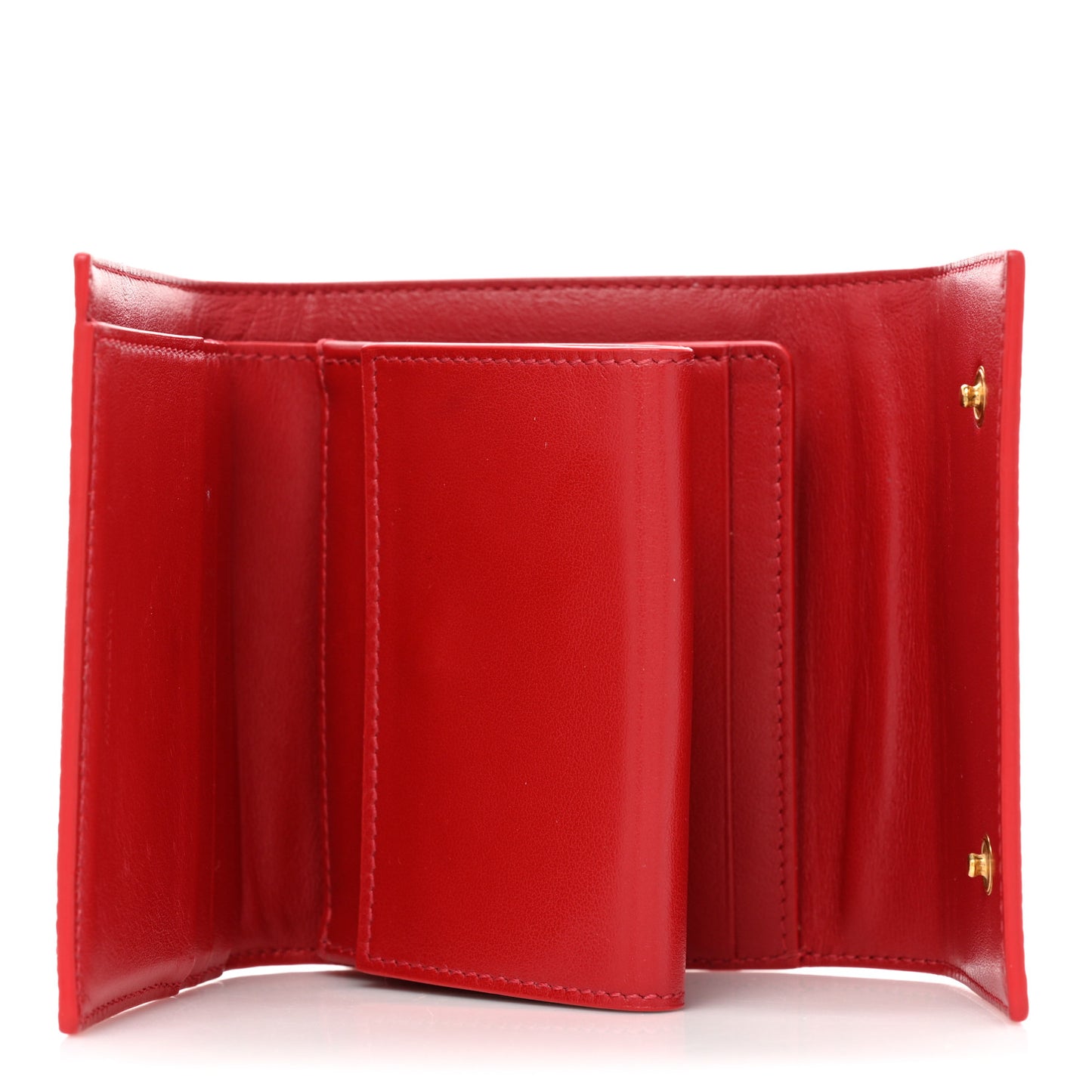 Grained Calfskin Small Multifunction Folded Wallet Red
