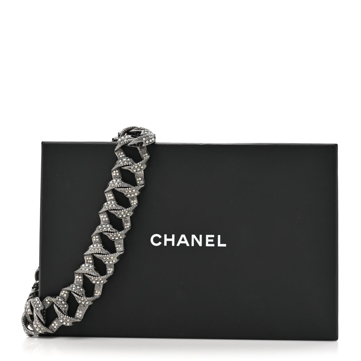 Ruthenium Crystal Pearl Chain Choker Necklace