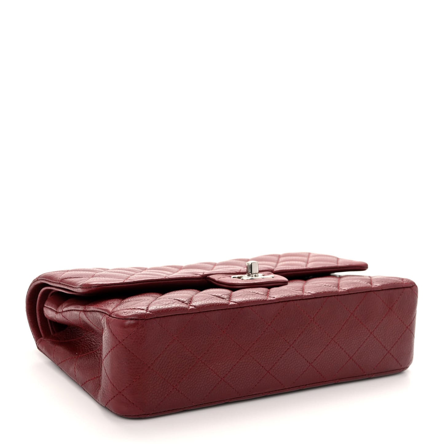 Caviar Quilted Medium Double Flap Dark Red