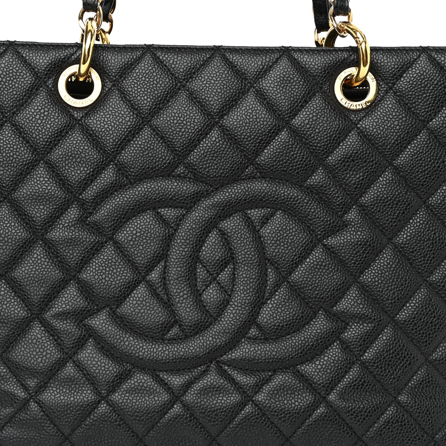 Caviar Quilted Grand Shopping Tote GST Black