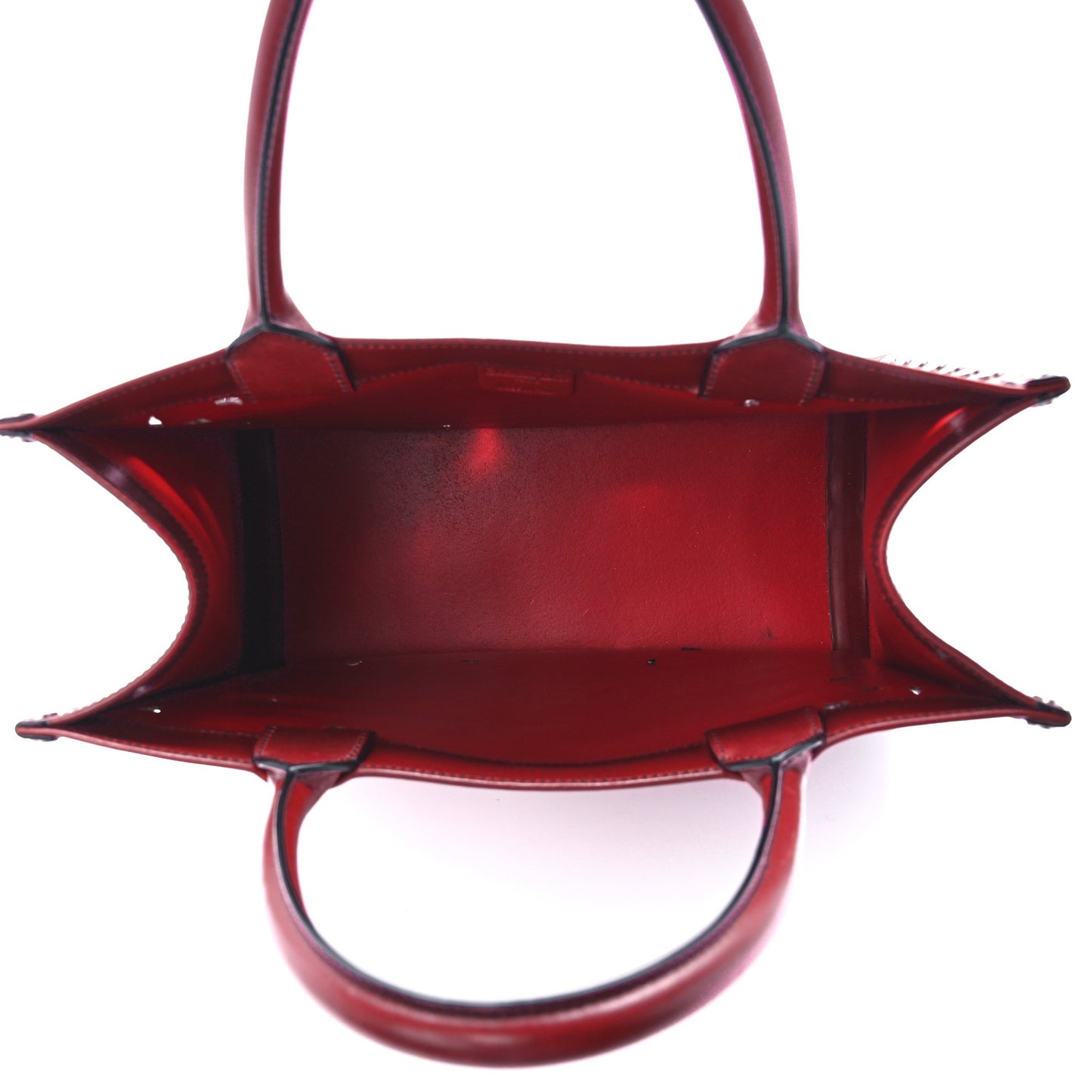 Calfskin Laser Cut Studded Medium Book Tote Red