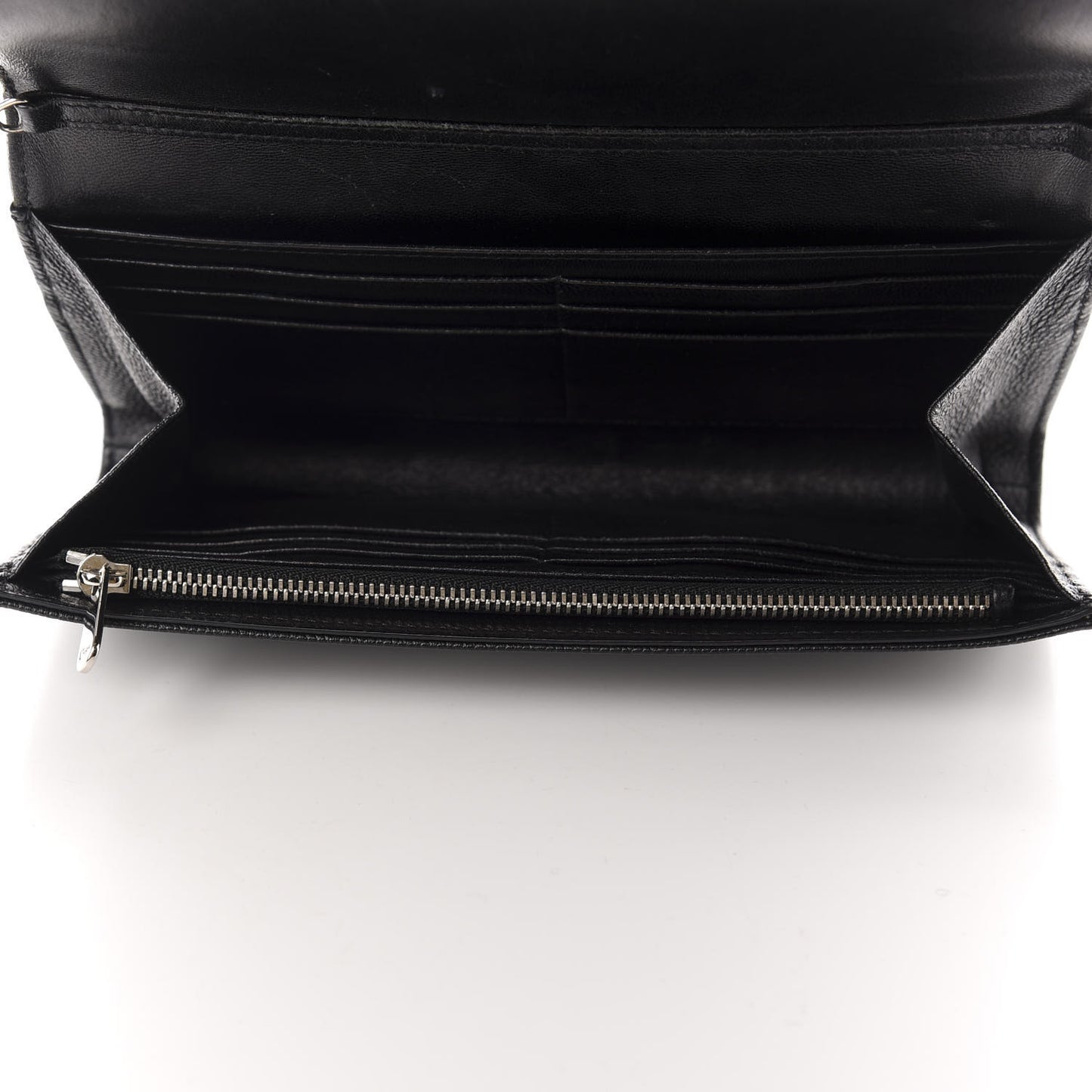 Grained Calfskin Diorama Croisiere Chain Wallet Black