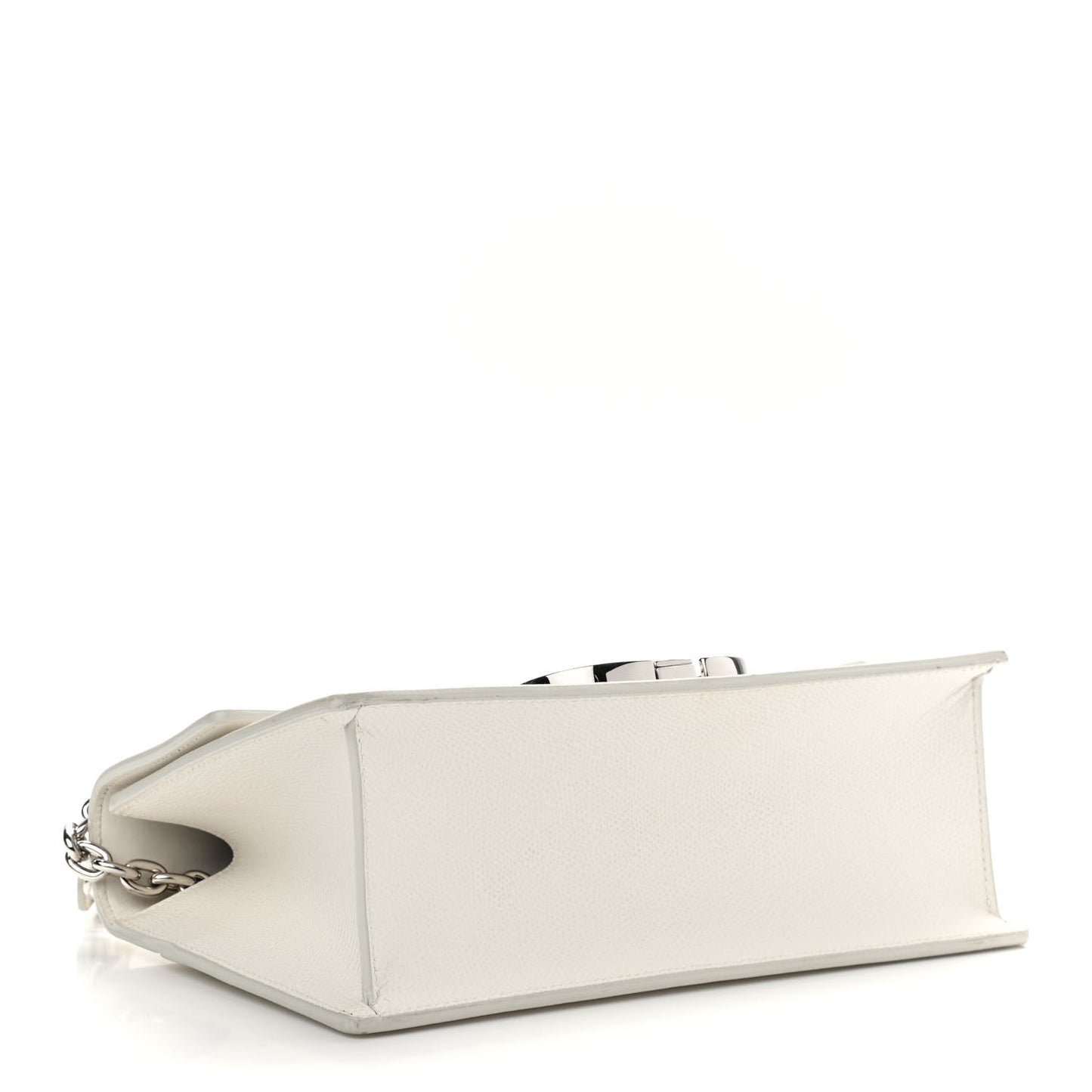 Grained Calfskin 30 Montaigne Chain Flap Bag White