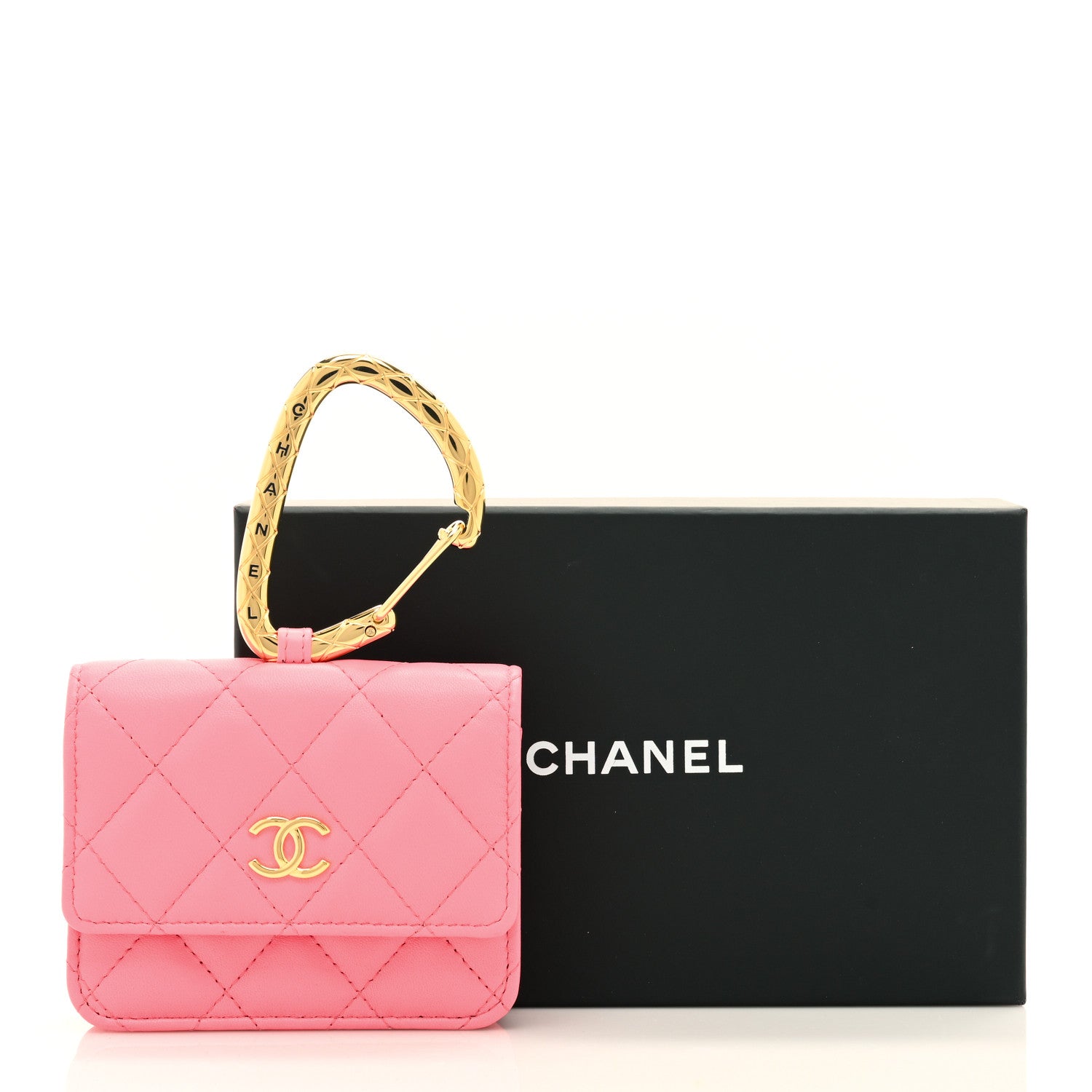 Chanel Lambskin Quilted CC Hook Card Holder Pink 9 of 9
