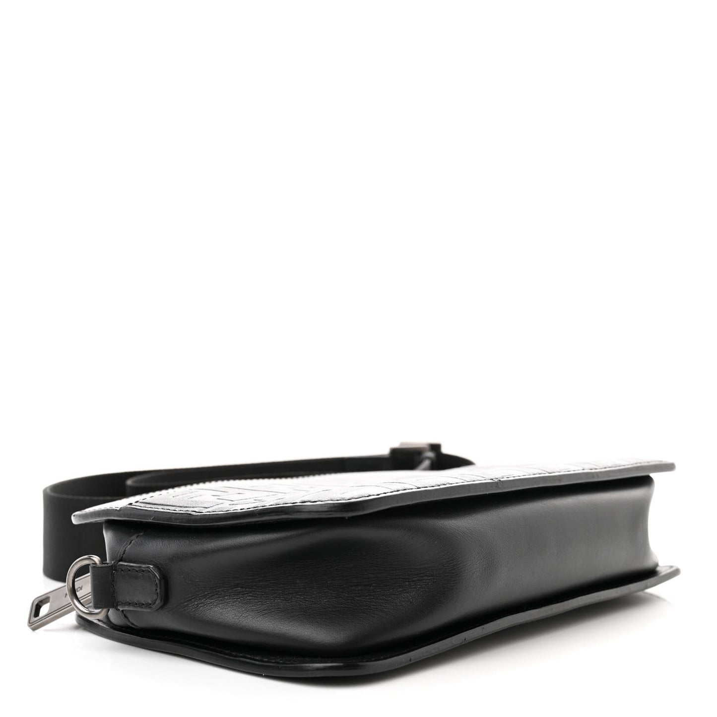 Vitello Century Grace FF Embossed Shoulder Clutch Black