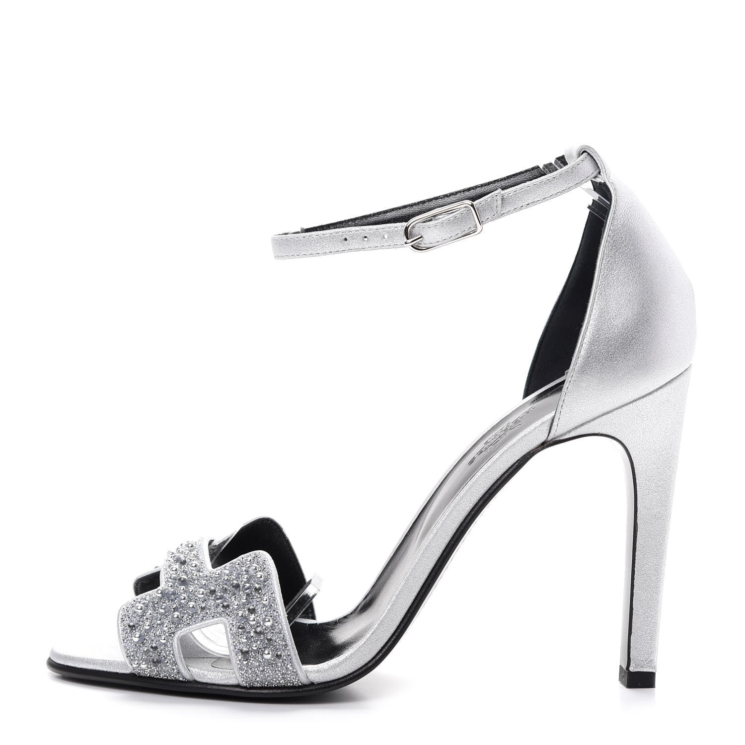 Hermes Suede Goatskin Crystal Premiere 105 Sandals 39 Gris  display picture 1