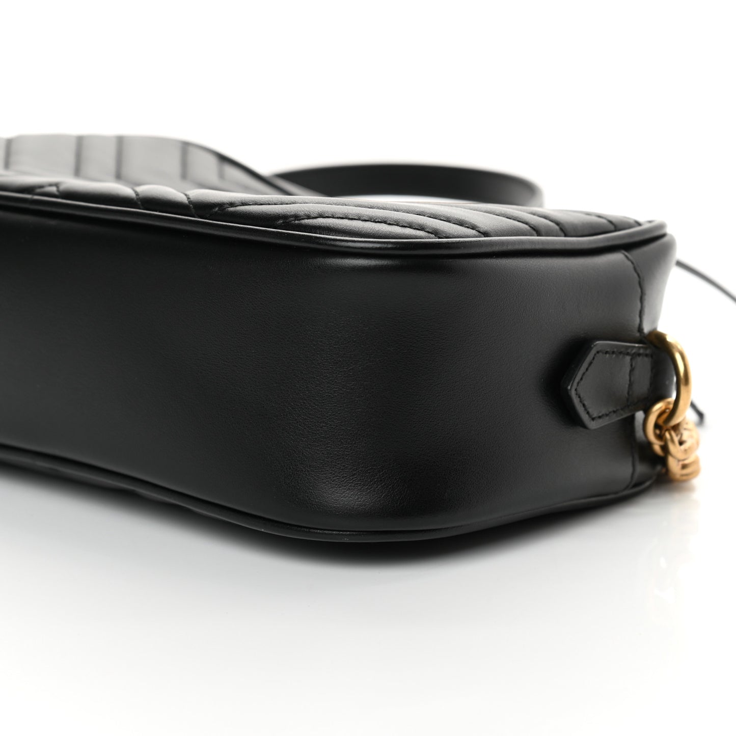 Calfskin Matelasse Small GG Marmont Chain Shoulder Bag Black