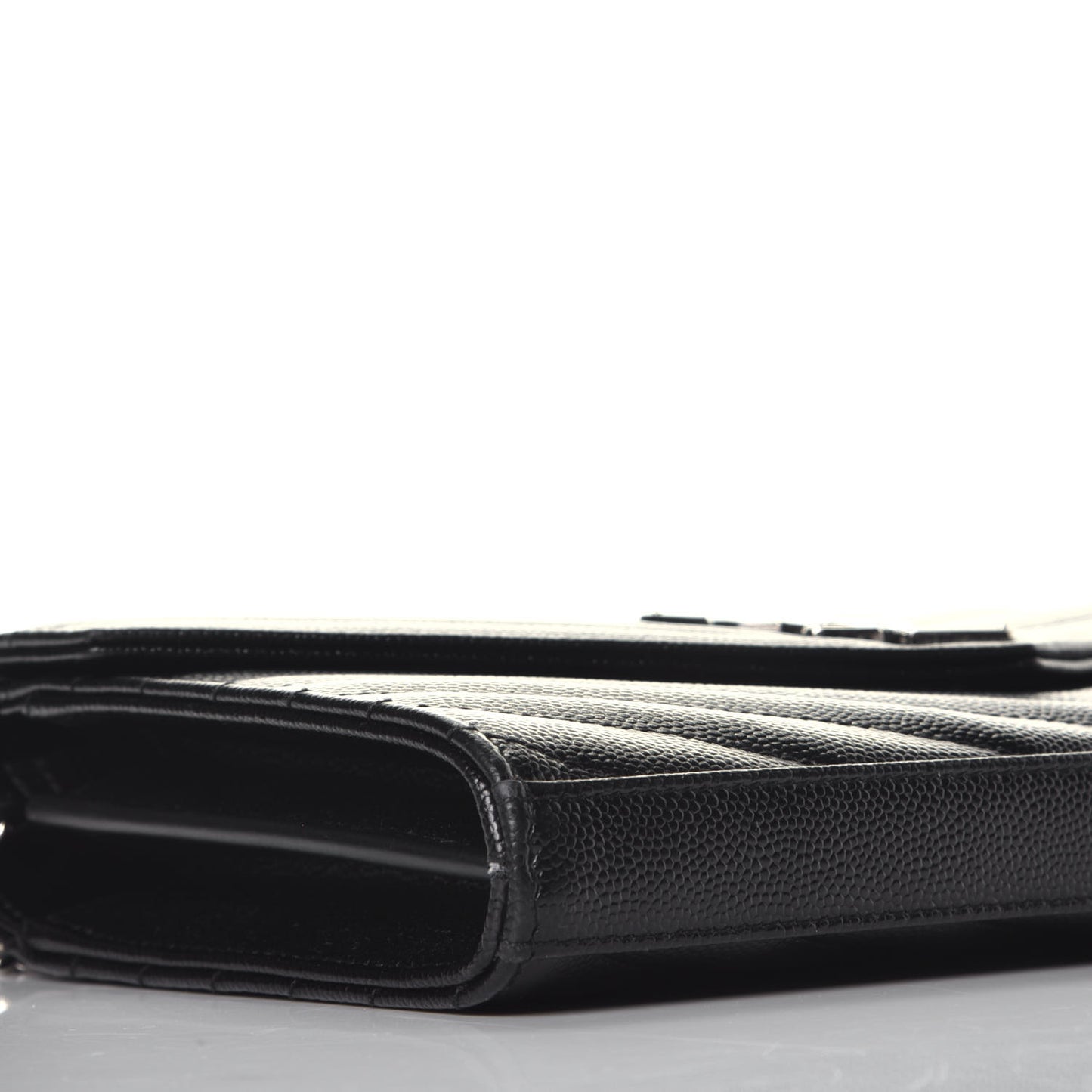 Grain De Poudre Matelasse Chevron Monogram Chain Wallet Black