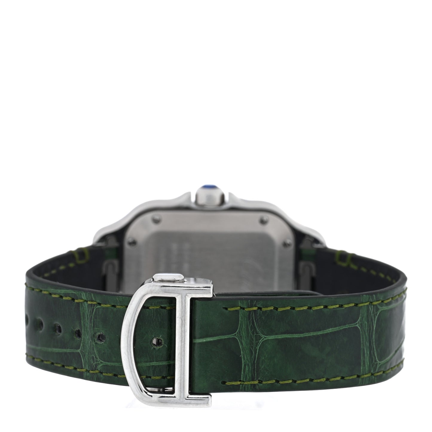 Stainless Steel Alligator 35mm Santos de Cartier Automatic Watch Green
