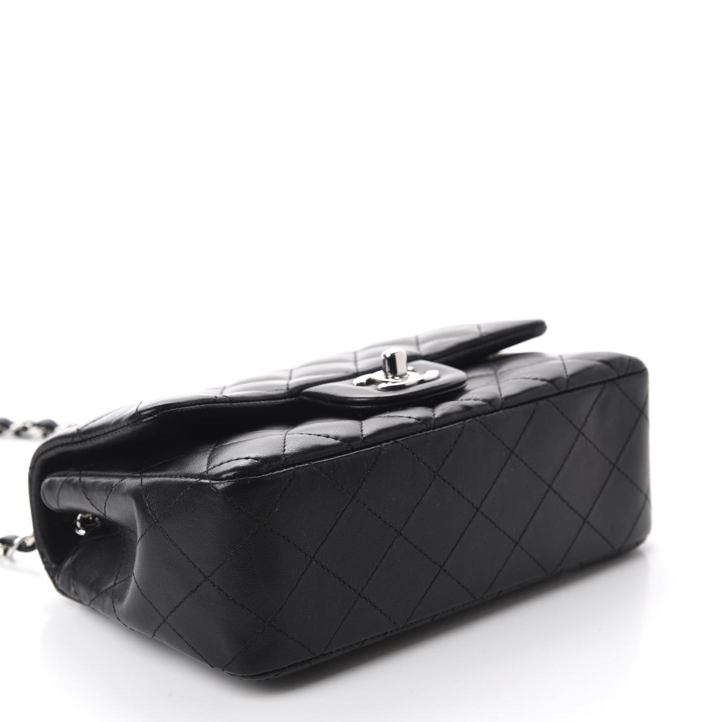 Lambskin Quilted Mini Rectangular Flap Black