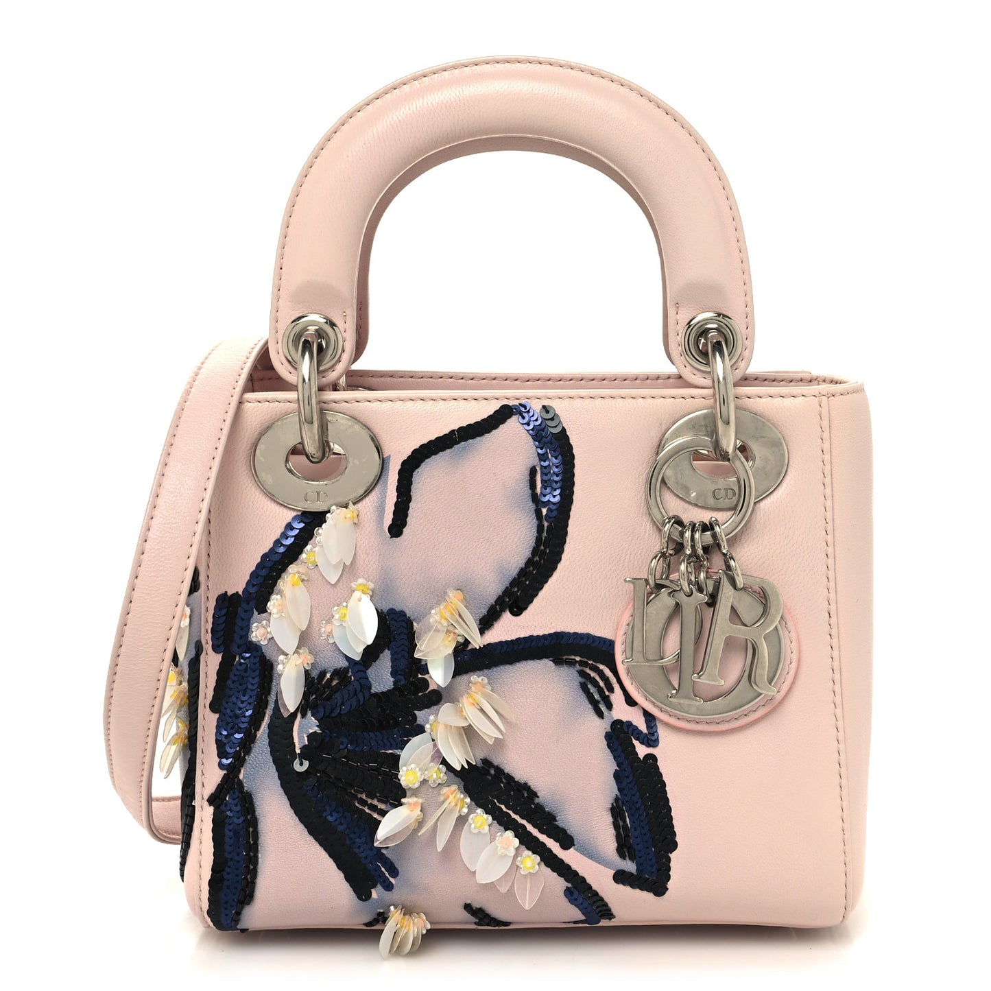 Lambskin Sequin Embroidered Mini Lady Dior Pink
