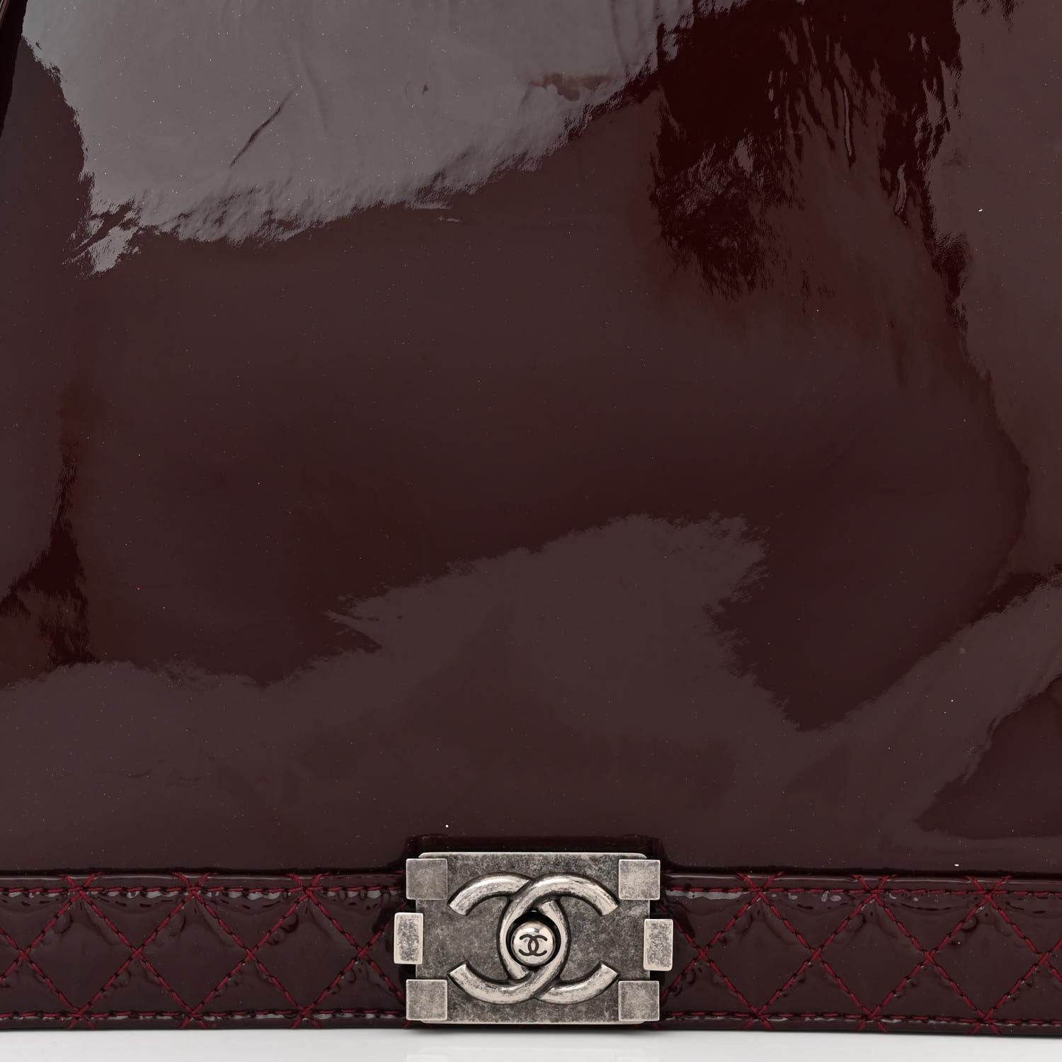 Chanel Patent Large Boy Reverso Flap Burgundy 8 of 14