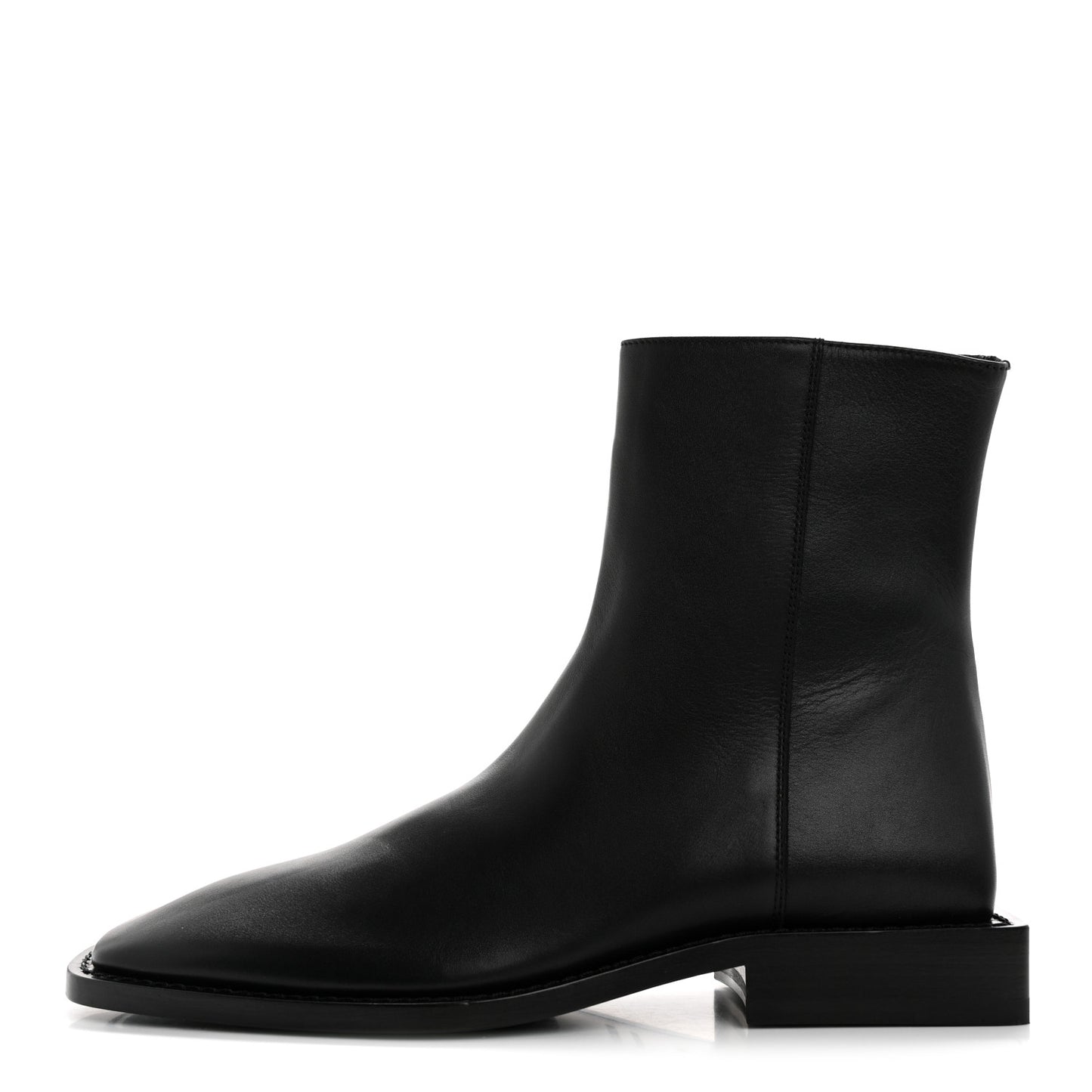 Calfskin Soft Rim Ankle Booties 40 Black