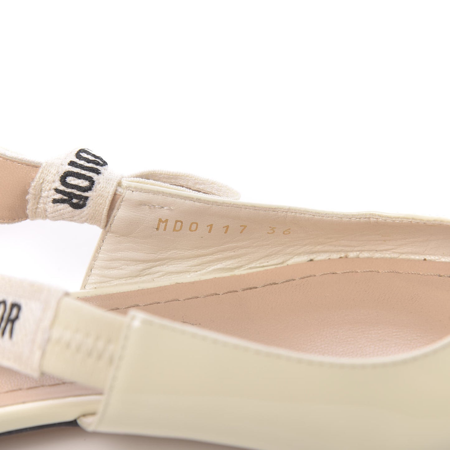 Patent Ribbon J'Adior Slingback Ballet Flats 36 Off White