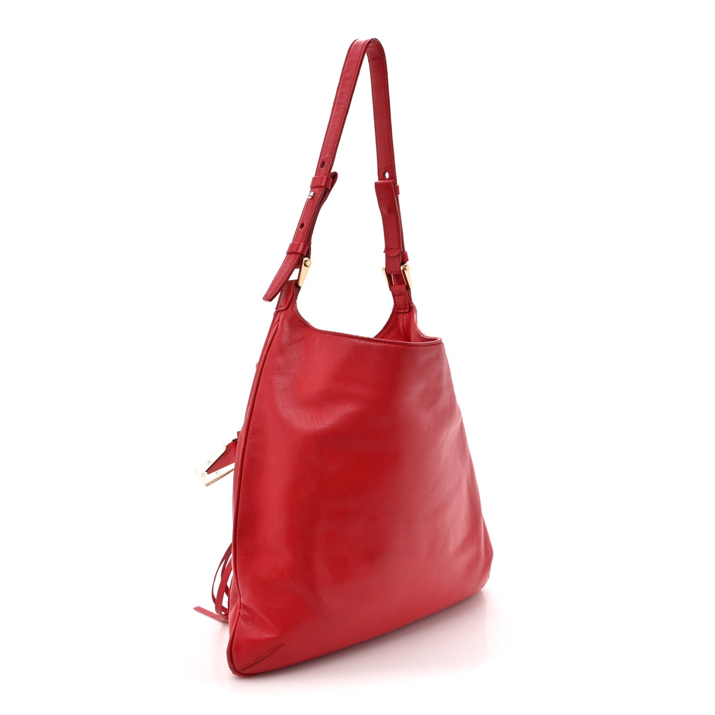 Calfskin Palazzo Fringe Shoulder Bag Red