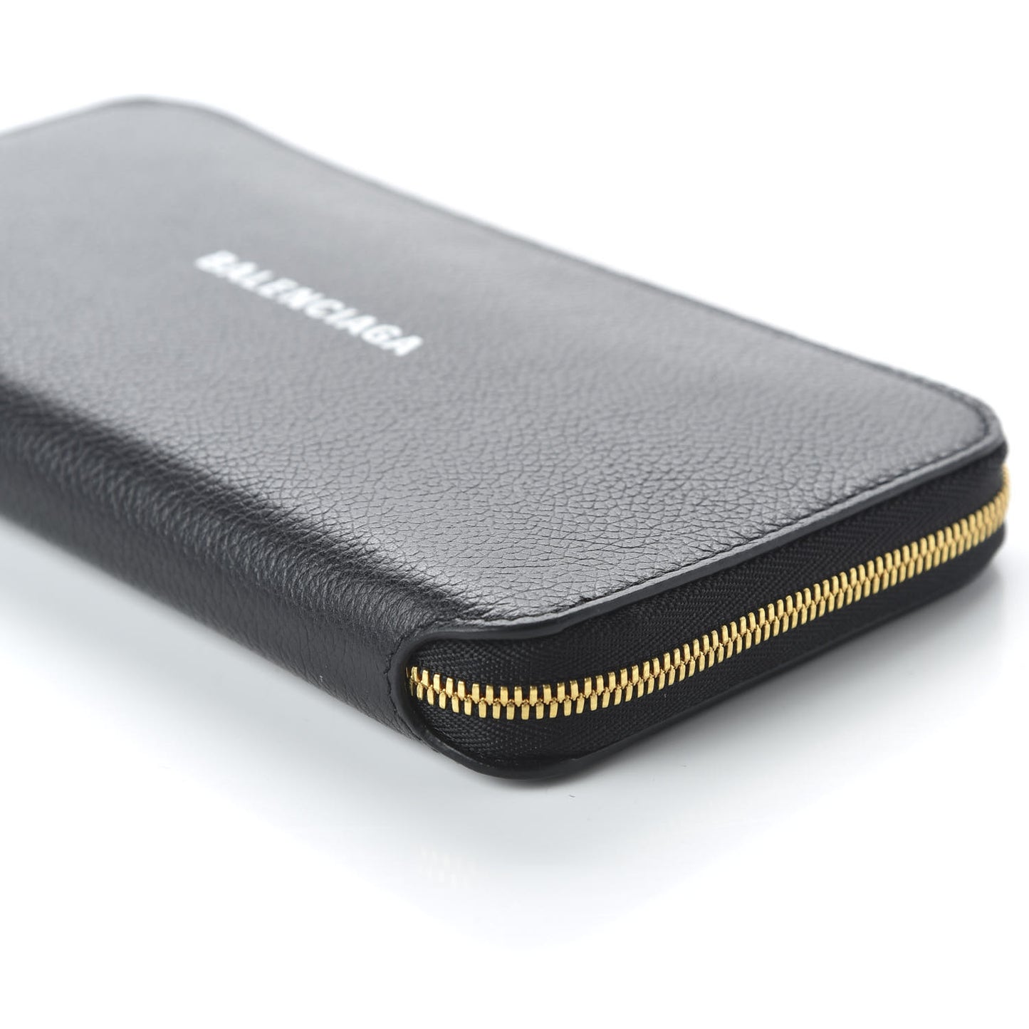 Calfskin Logo Everyday Continental Zip Around Wallet Black