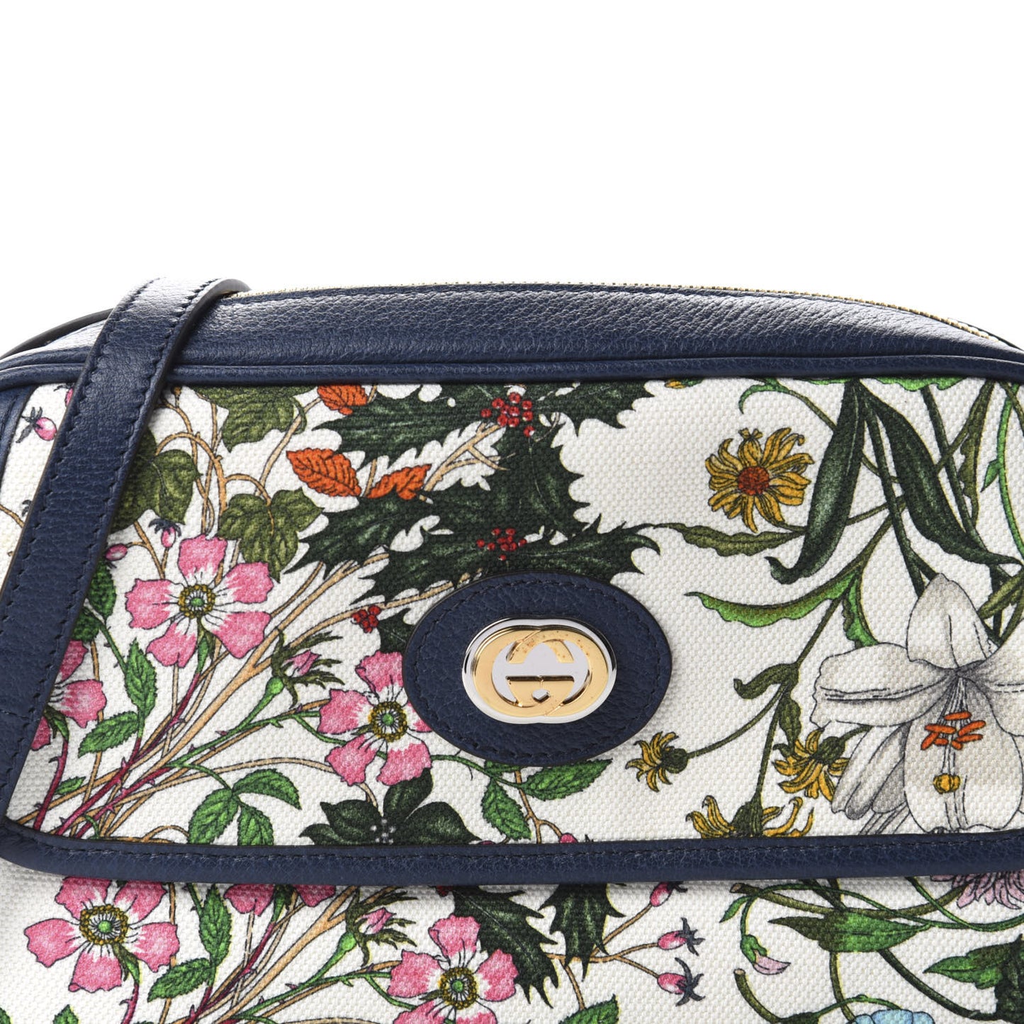 Canvas Flora Floral Shoulder Bag White Blue Agata Mulitcolor