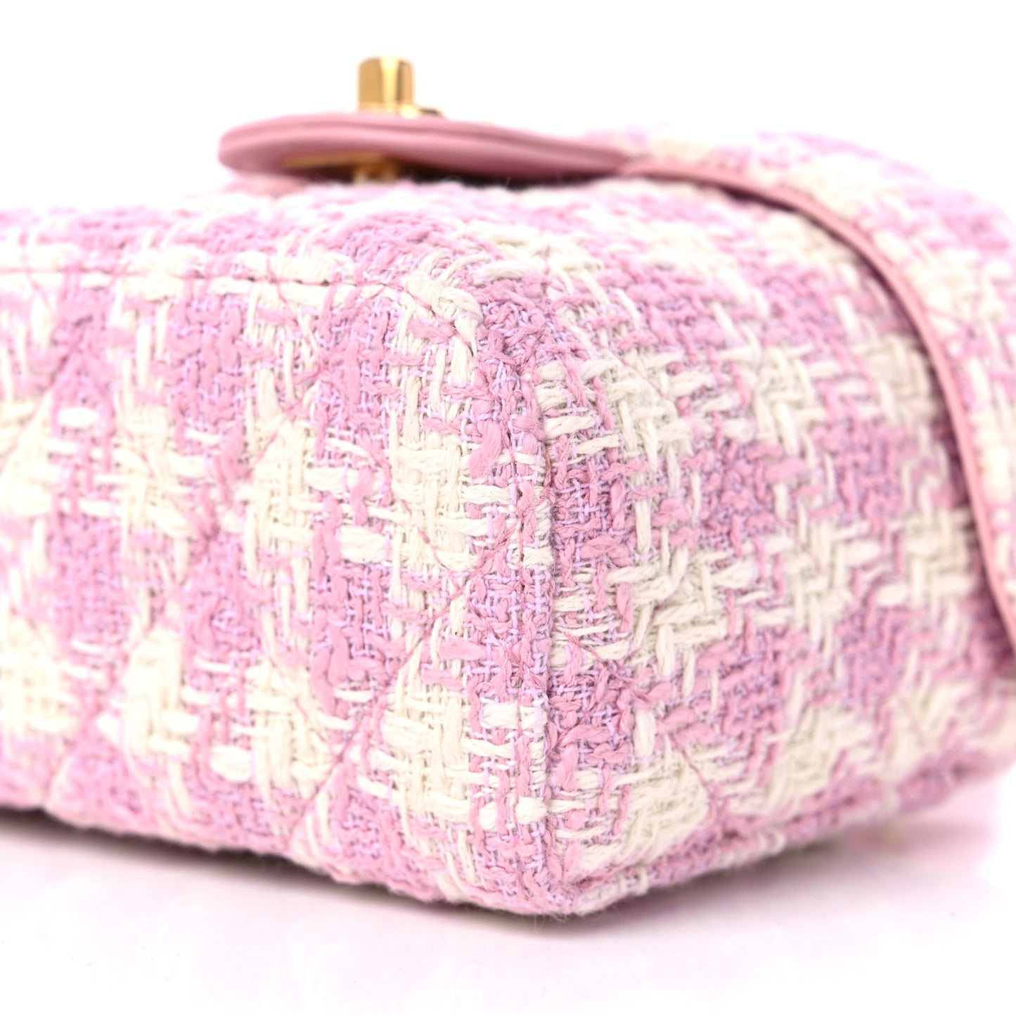 Tweed Handle Crush Small Vanity Case Pink Ecru