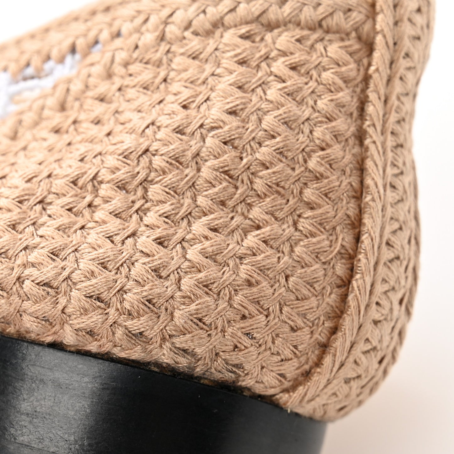 Raffia Cap Toe Ballerina Flats 36 White Beige
