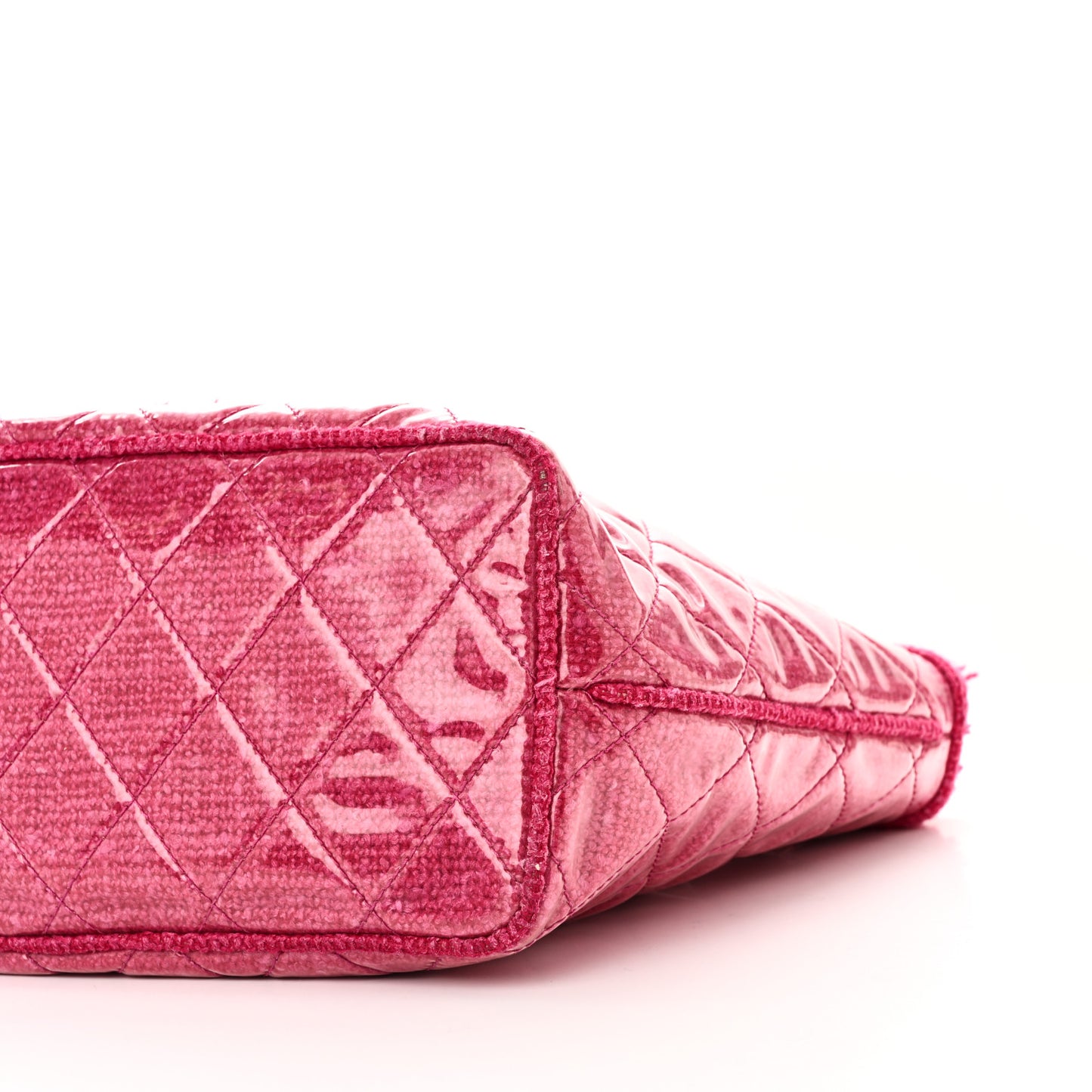 Vinyl Quilted Funny Tweed Tote Fuchsia